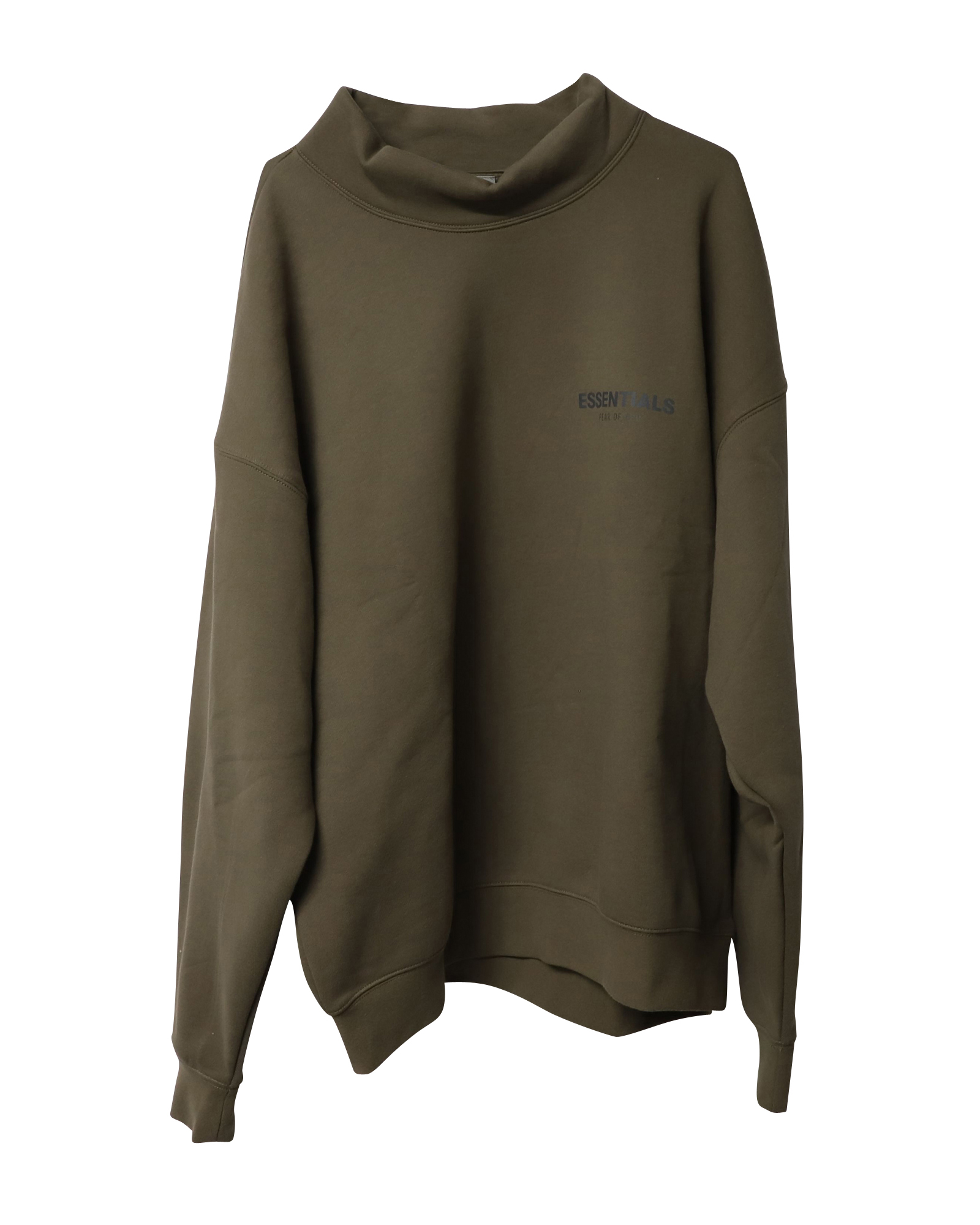 Men's Fear of God Khaki Mock Neck Sweatshirt Size XL green | khaki cotton