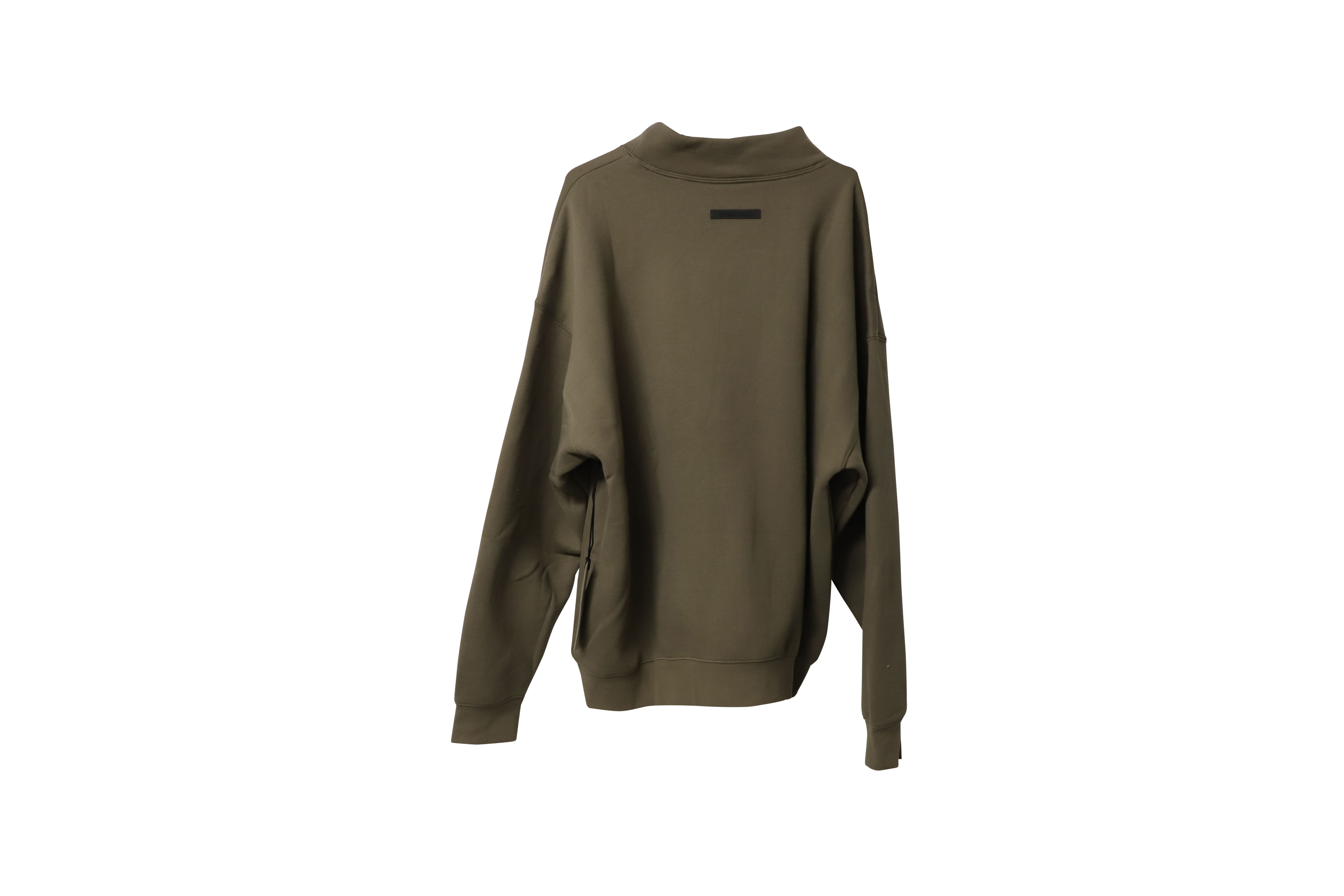 Men's Fear of God Khaki Mock Neck Sweatshirt Size XL green | khaki cotton