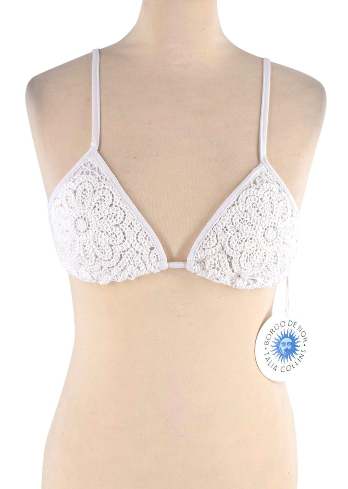 Borgo De Nor x Talia Collins White Crochet Divona Tie Bikini Size M polyester