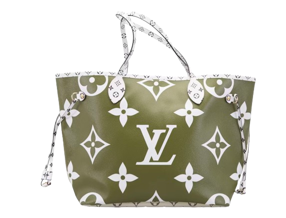 Preowned Louis Vuitton Khaki and Beige Neverfull MM Multicolour canvas