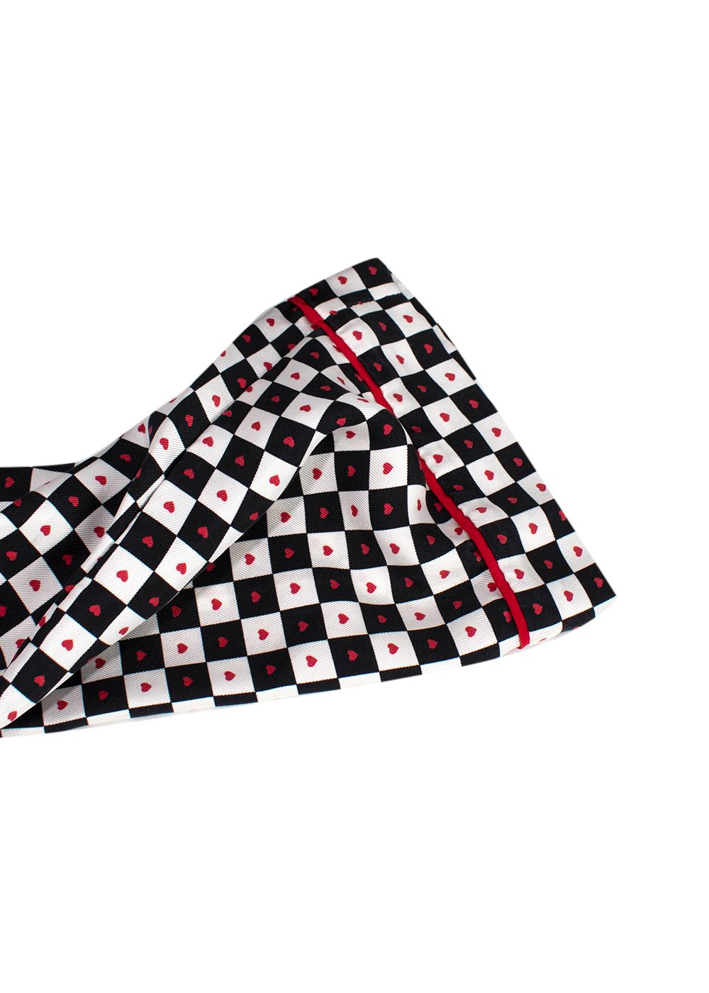 Dior Black and White Check Heart Silk Shirt Size L black white red