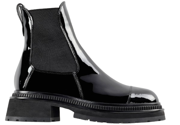 Preowned Chanel Black Patent Leather Chelsea Boots Size 405