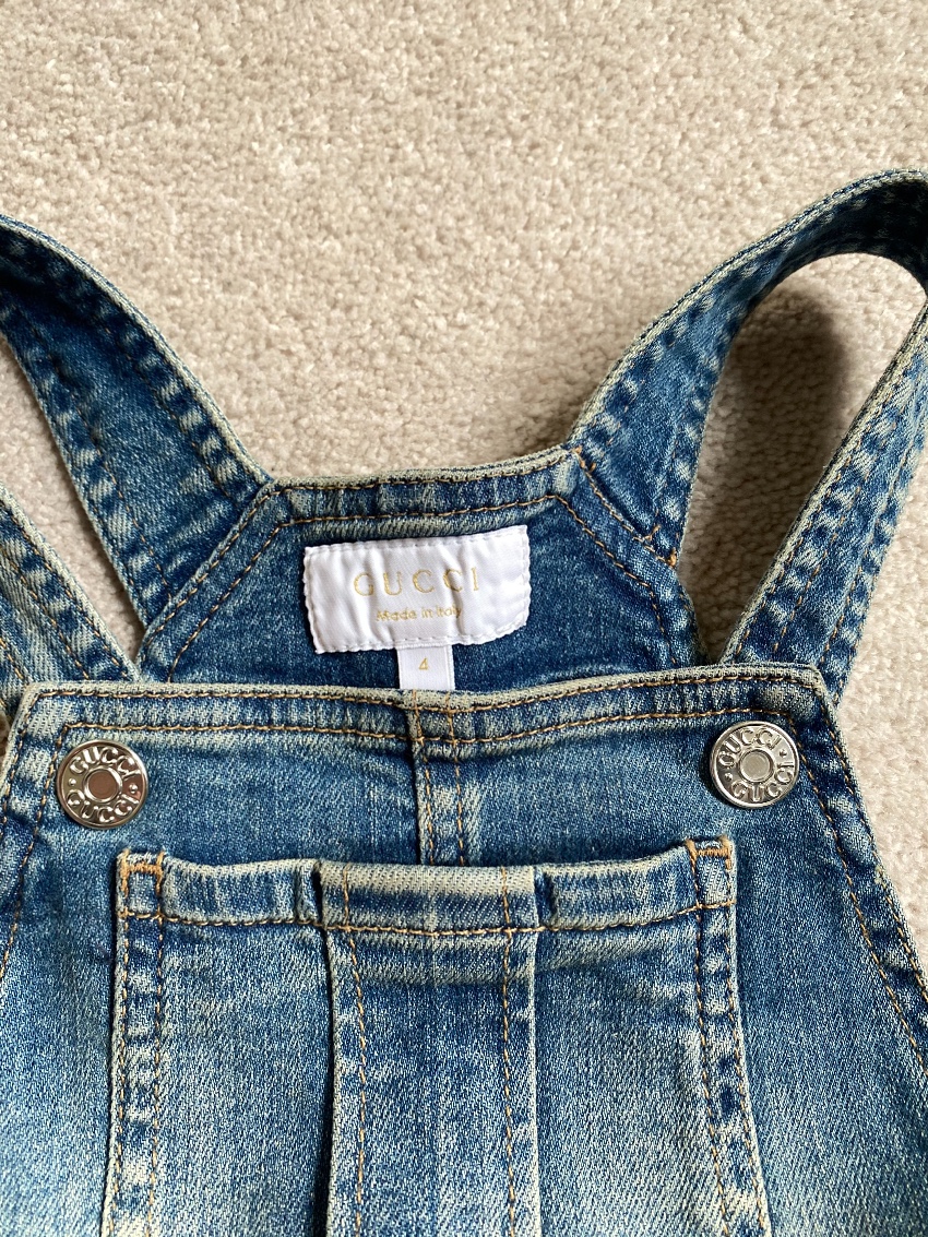 Boys Preowned Gucci Distressed Denim Kids 4Y Dungarees Size 4 Years Blue cotton