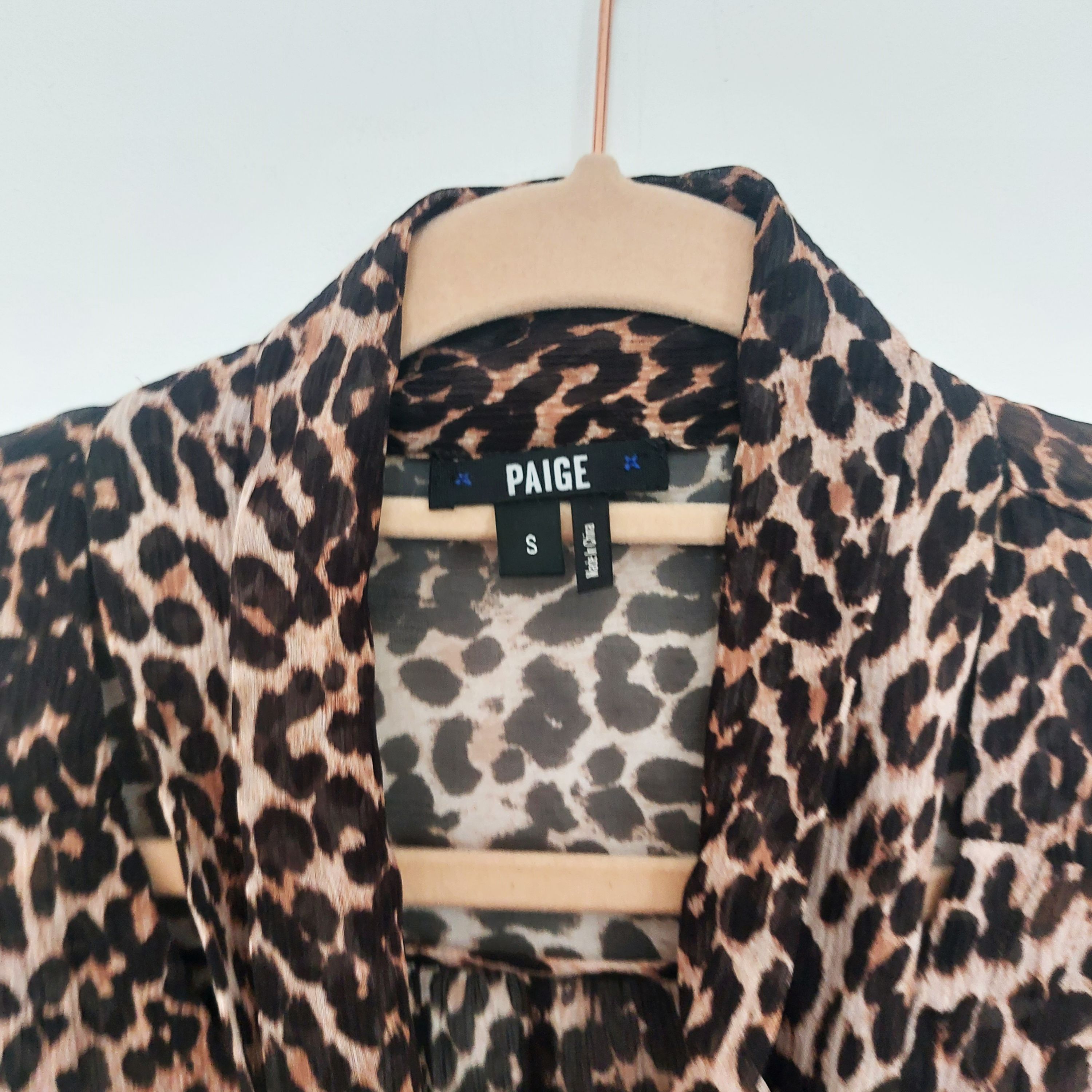 Preowned Paige Cleobelle Leopard Printed Silk Blouse Size S brown