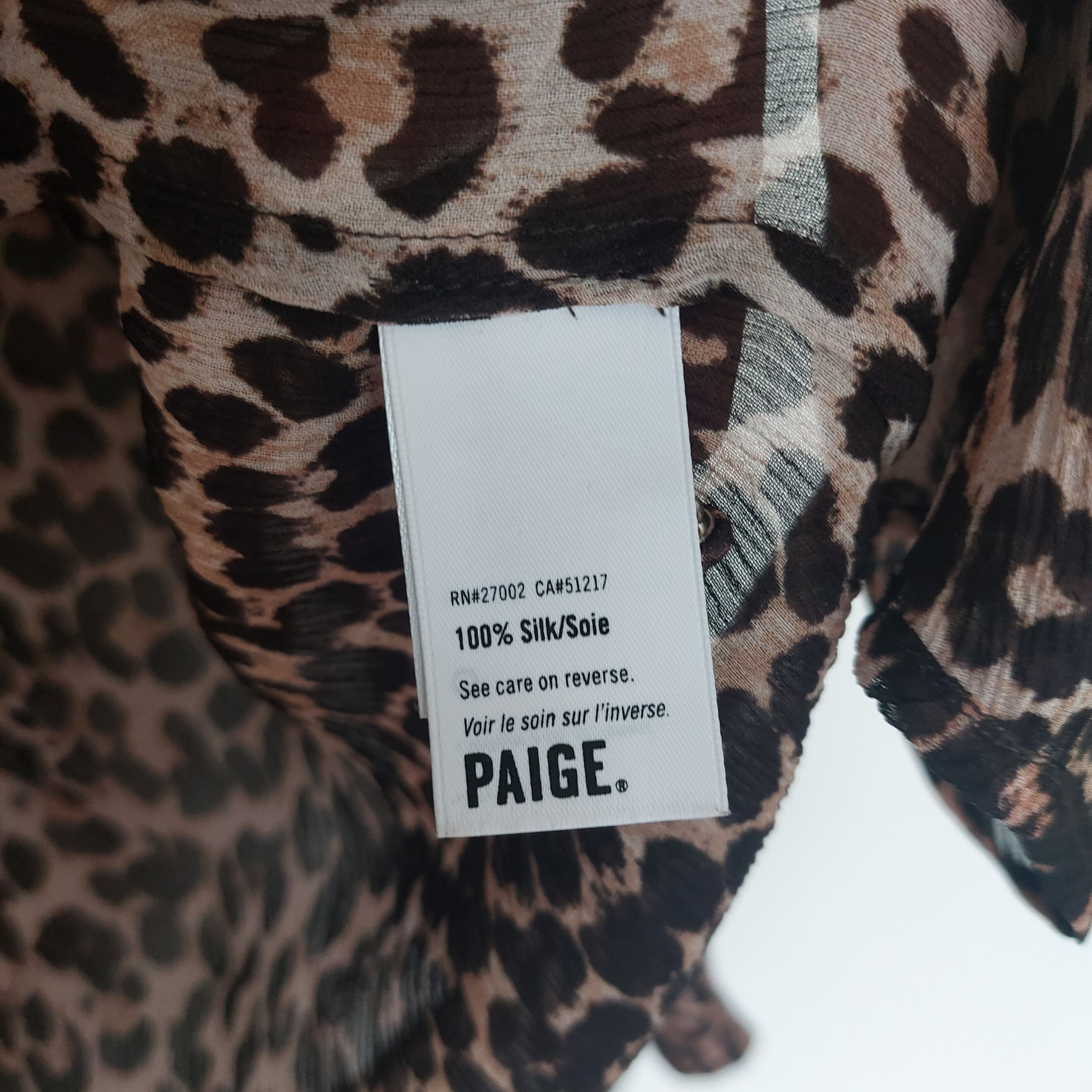 Preowned Paige Cleobelle Leopard Printed Silk Blouse Size S brown