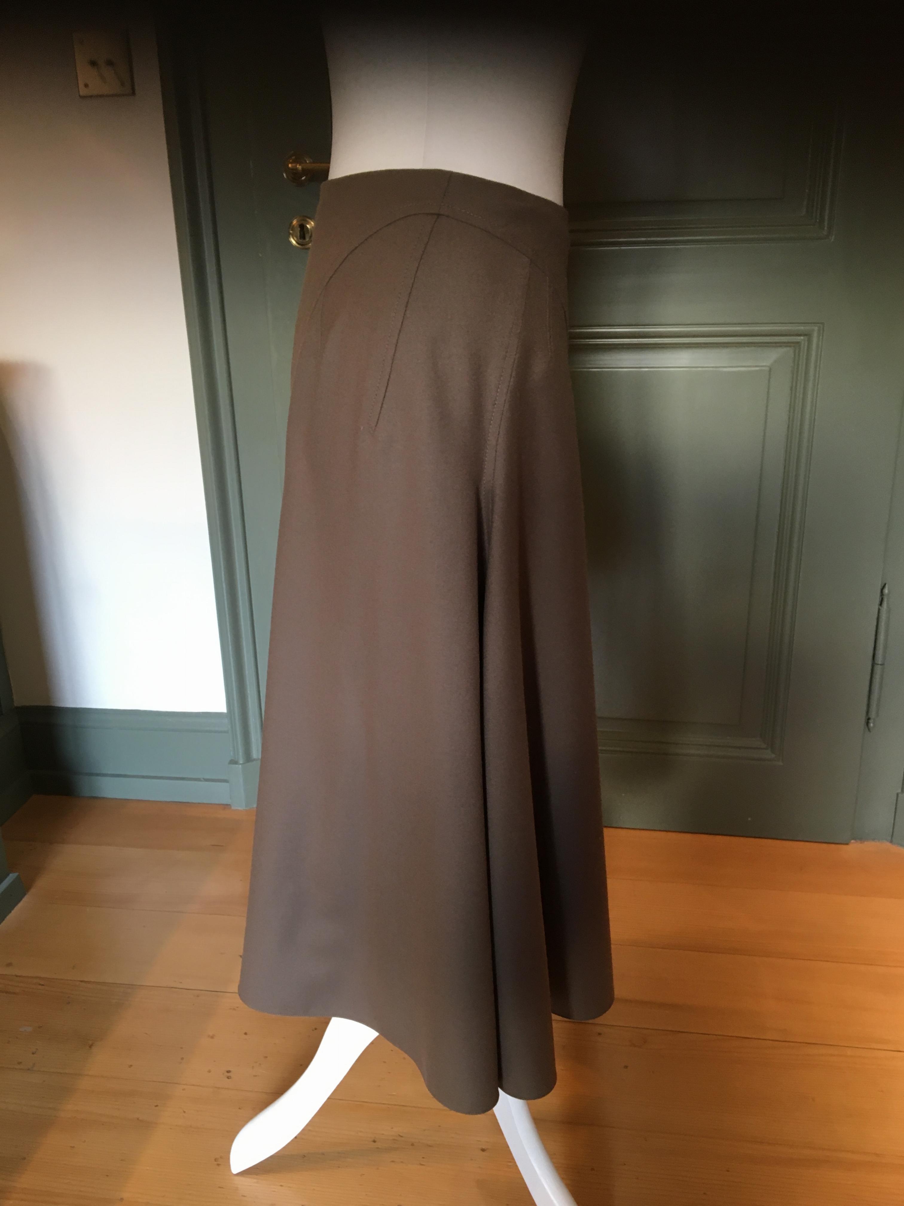 Ralph Lauren Purple Label Brown Wool Pleated Skirt Size XS Tan/Brown