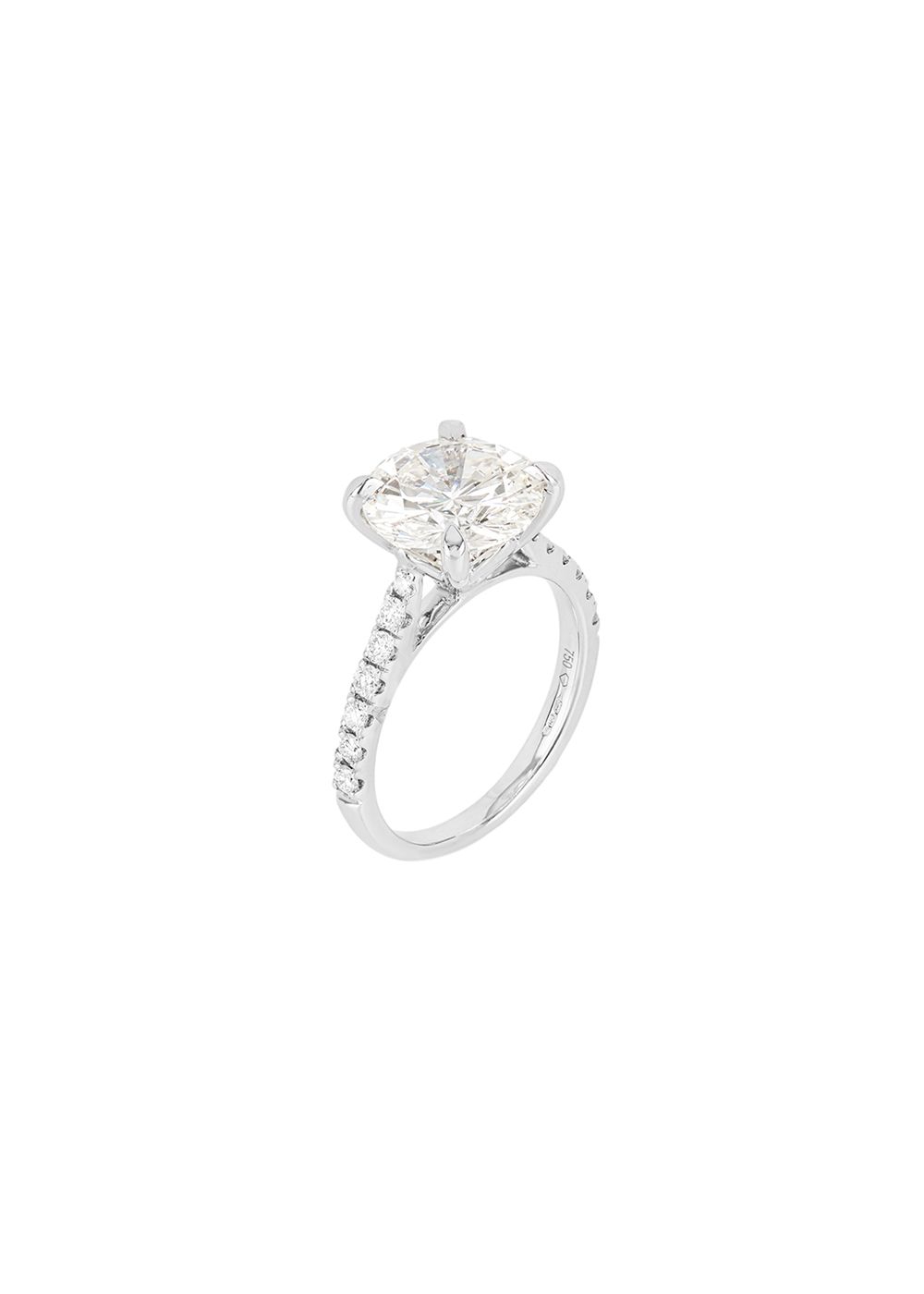 18kt White Gold  Brilliant Cut Diamond Solitaire Ring - Size 53