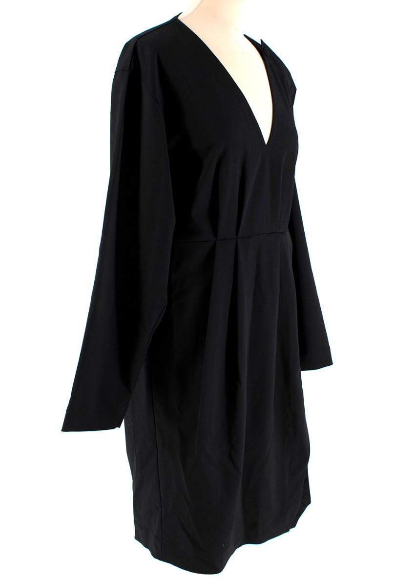 Preowned Loewe Black Pleated Button Detail Dress Size XS wool