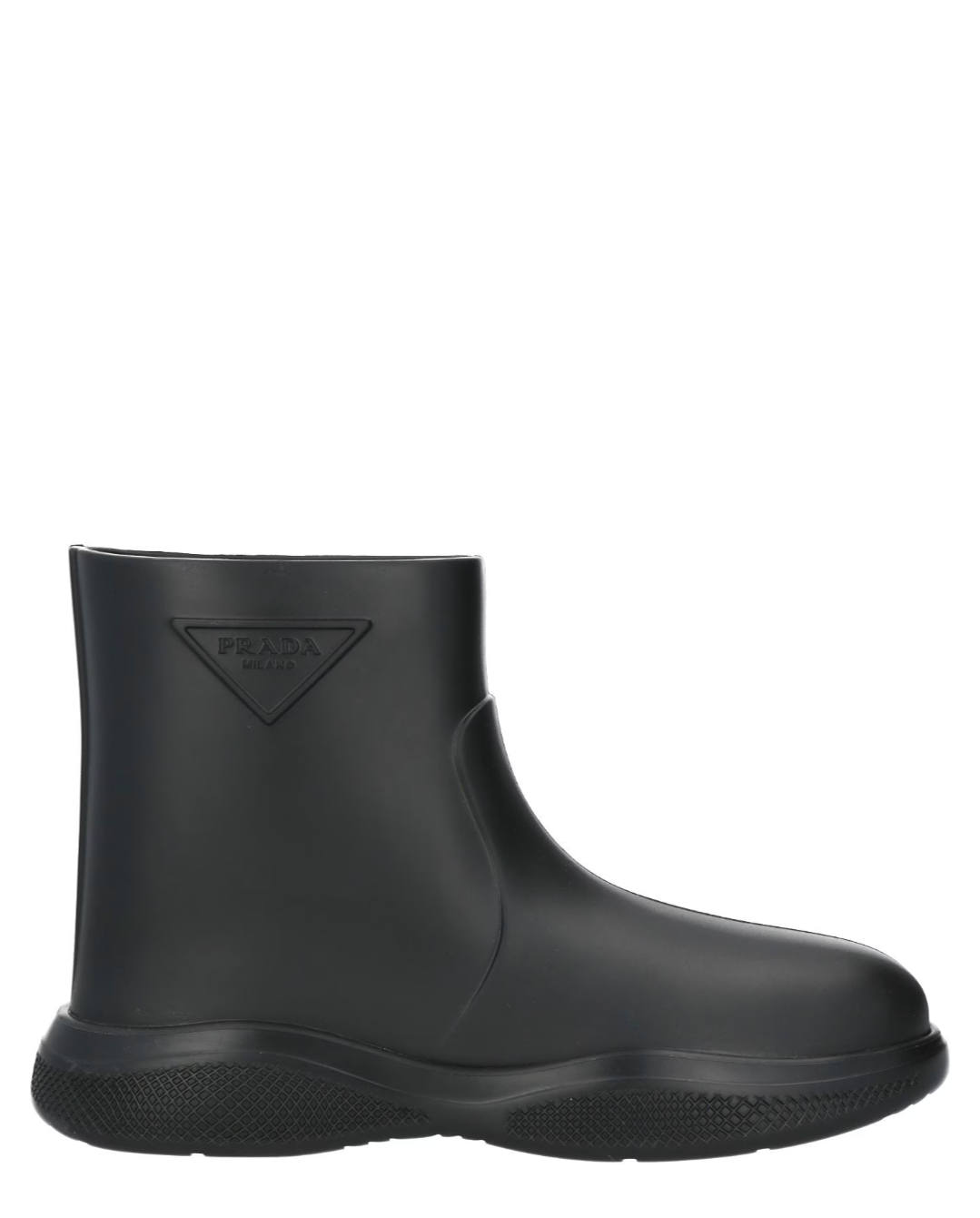 Men's Prada Logo Embossed Rubber Boots Size 42 Black