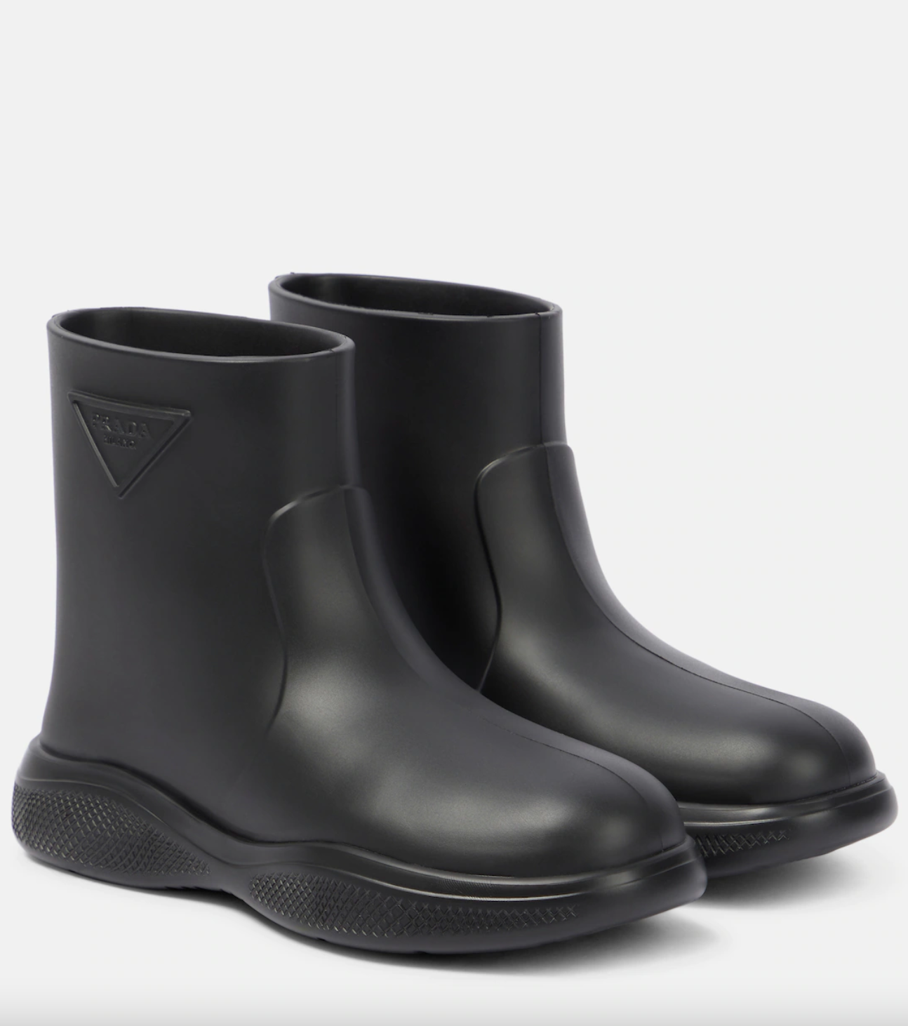 Men's Prada Logo Embossed Rubber Boots Size 42 Black