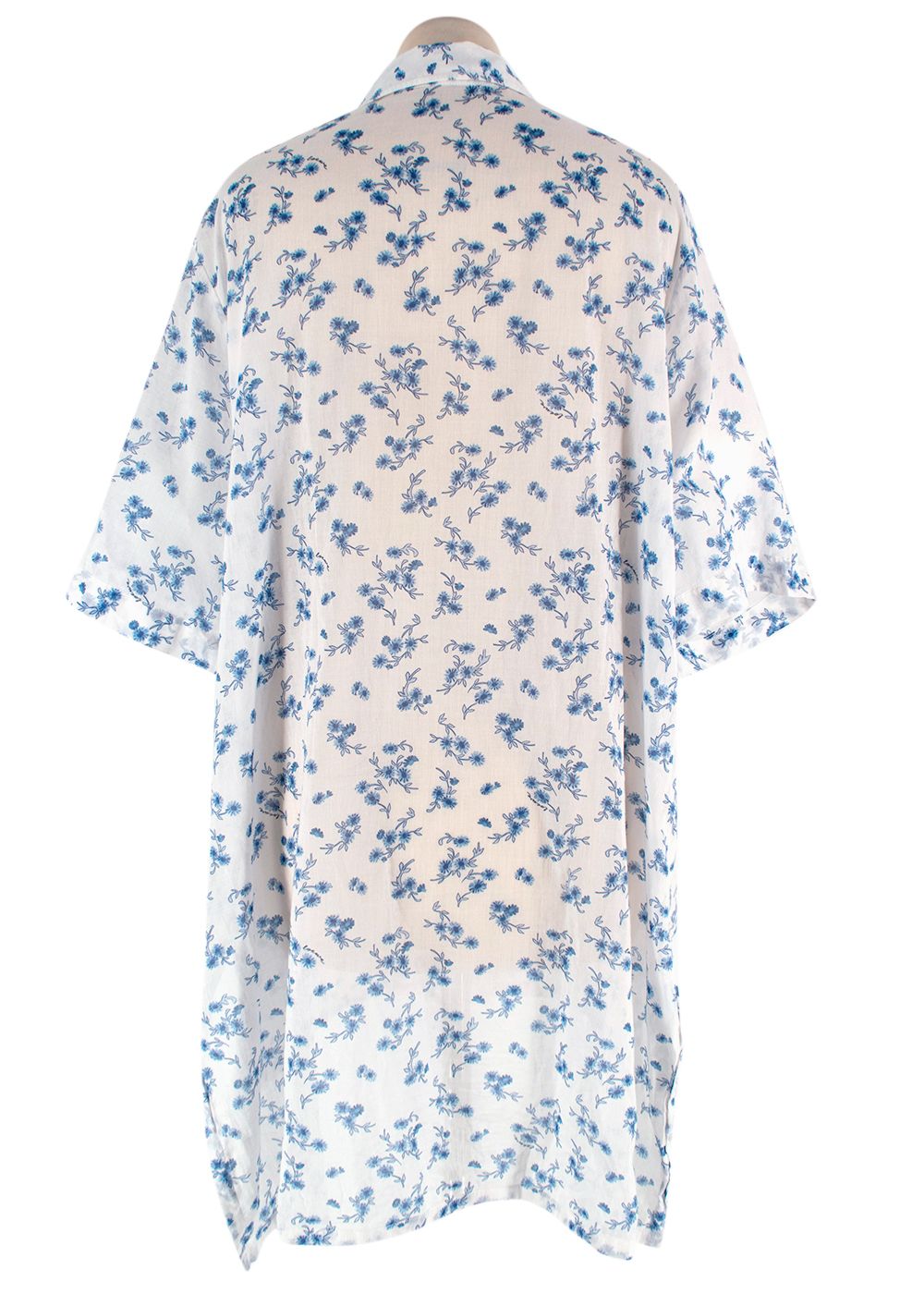 Preowned Loewe White Floral Oversized Cotton Shirt Size XS White blue