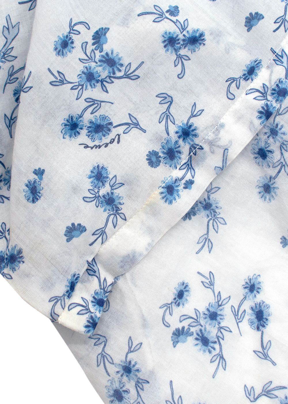 Preowned Loewe White Floral Oversized Cotton Shirt Size XS White blue