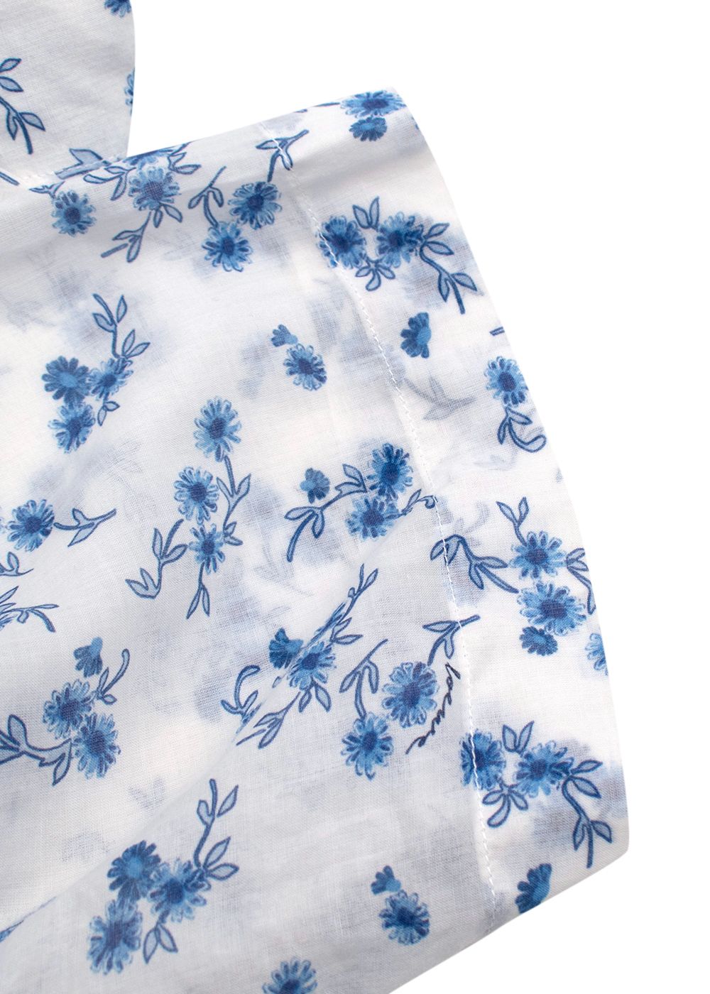 Preowned Loewe White Floral Oversized Cotton Shirt Size XS White blue