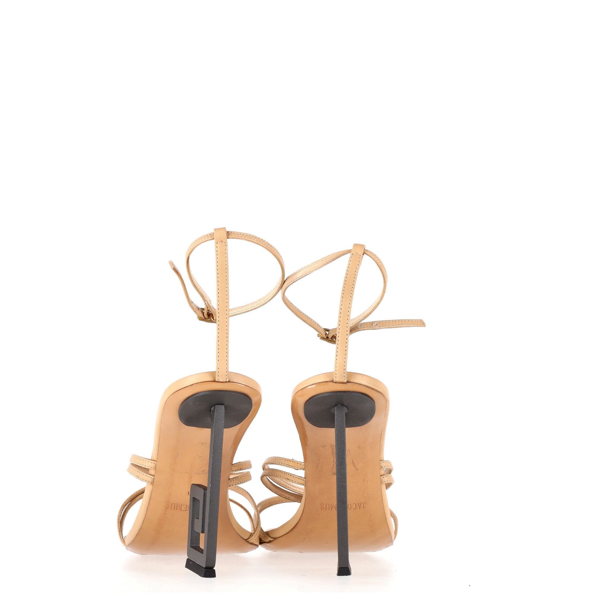 Preowned Jacquemus Beige Espiral Leather Sandals Size 38