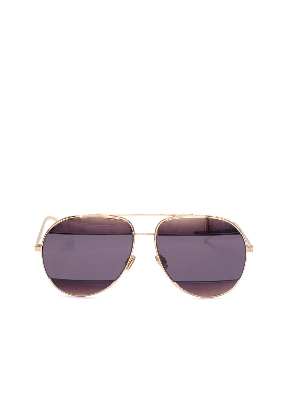 Preowned Dior Gold Aviator Oversized Sunglasses Gold, Purple gold tone metal