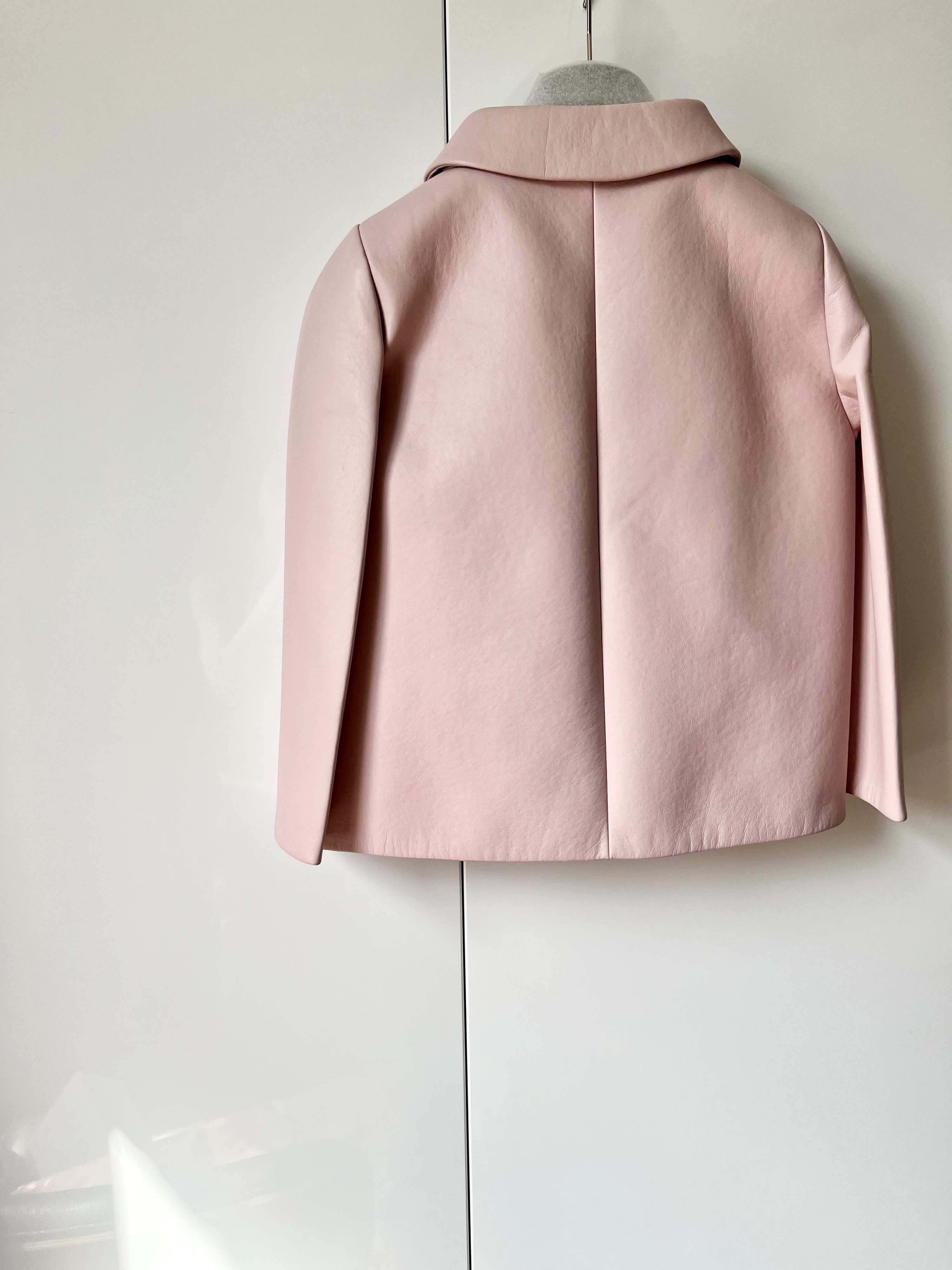 Prada Pale pink cropped leather jacket Size XXS