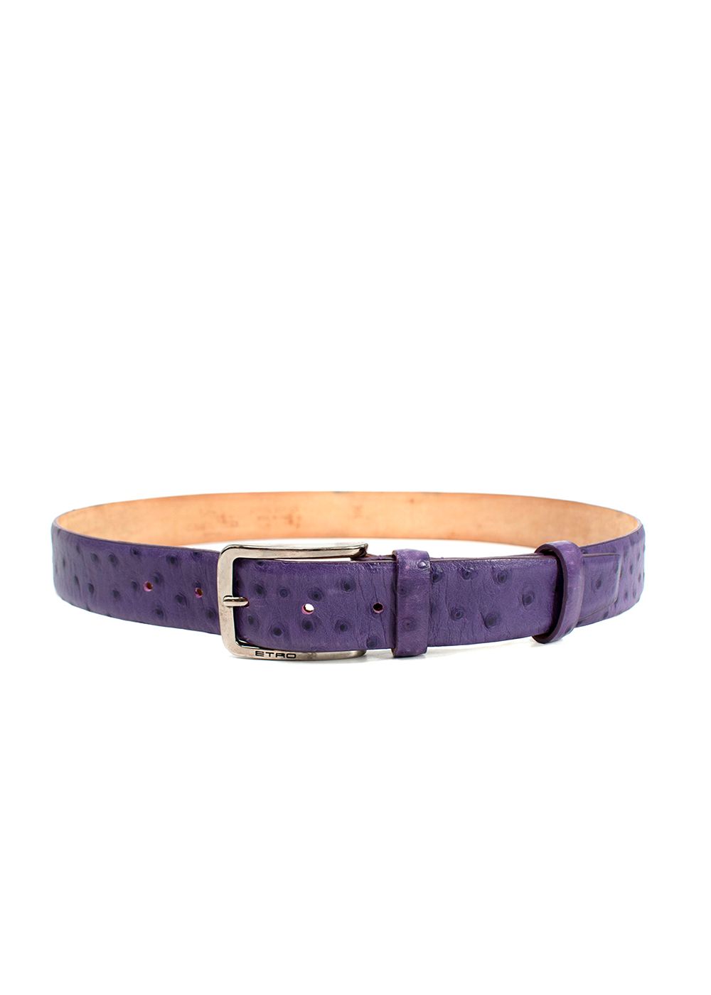 Men's Etro Purple Ostrich Embossed Leather Belt Size M