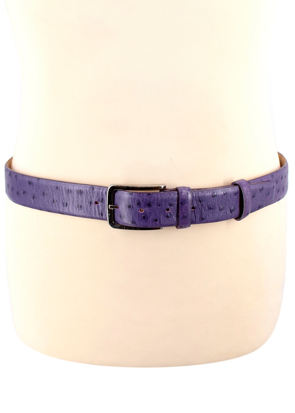 Men's Etro Purple Ostrich Embossed Leather Belt Size M