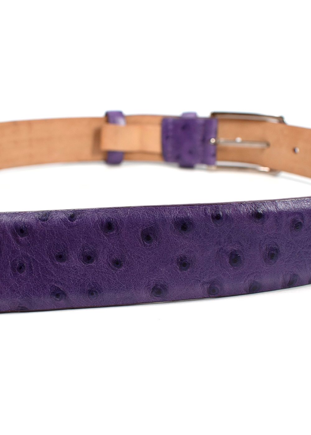 Men's Etro Purple Ostrich Embossed Leather Belt Size M