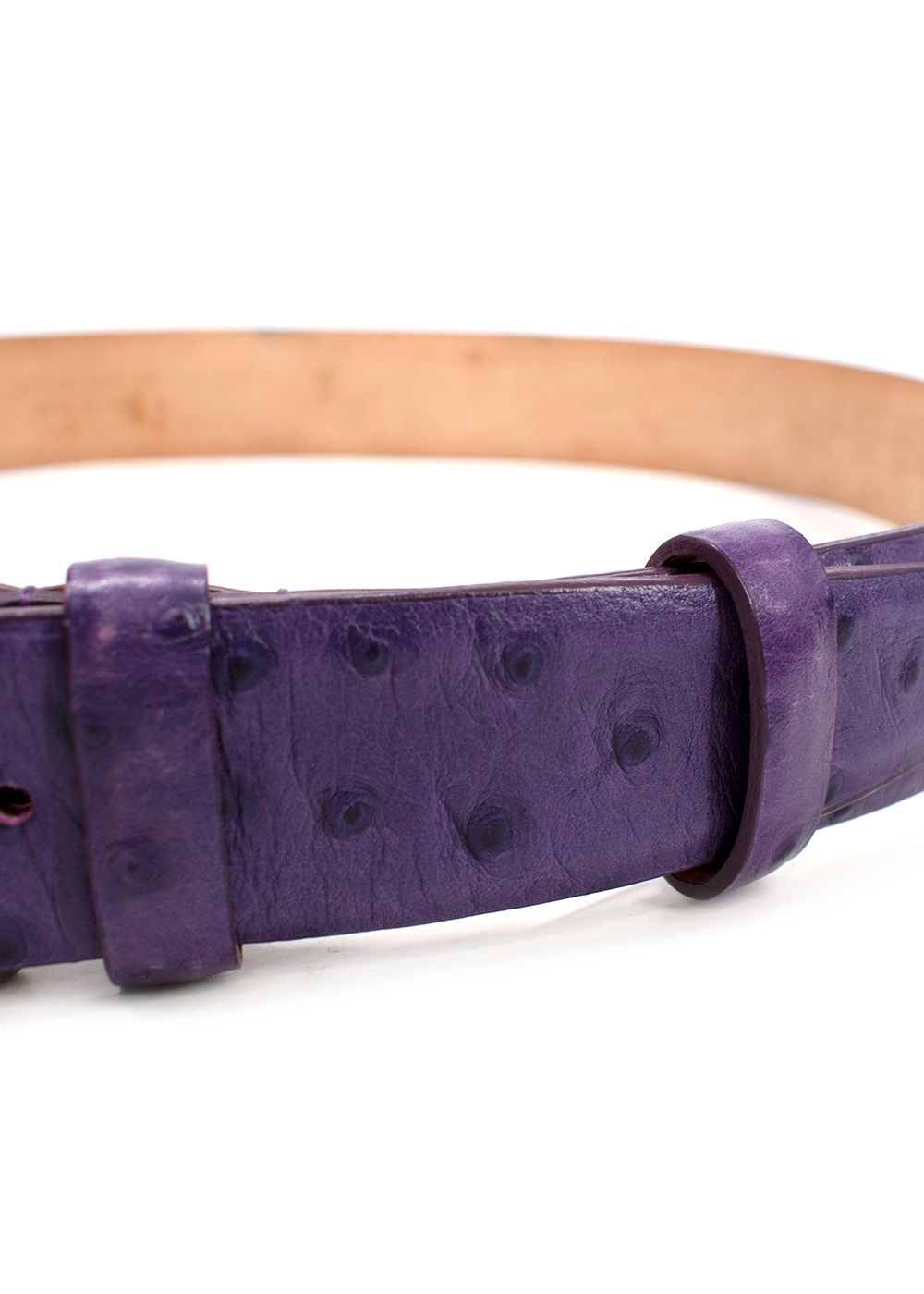 Men's Etro Purple Ostrich Embossed Leather Belt Size M