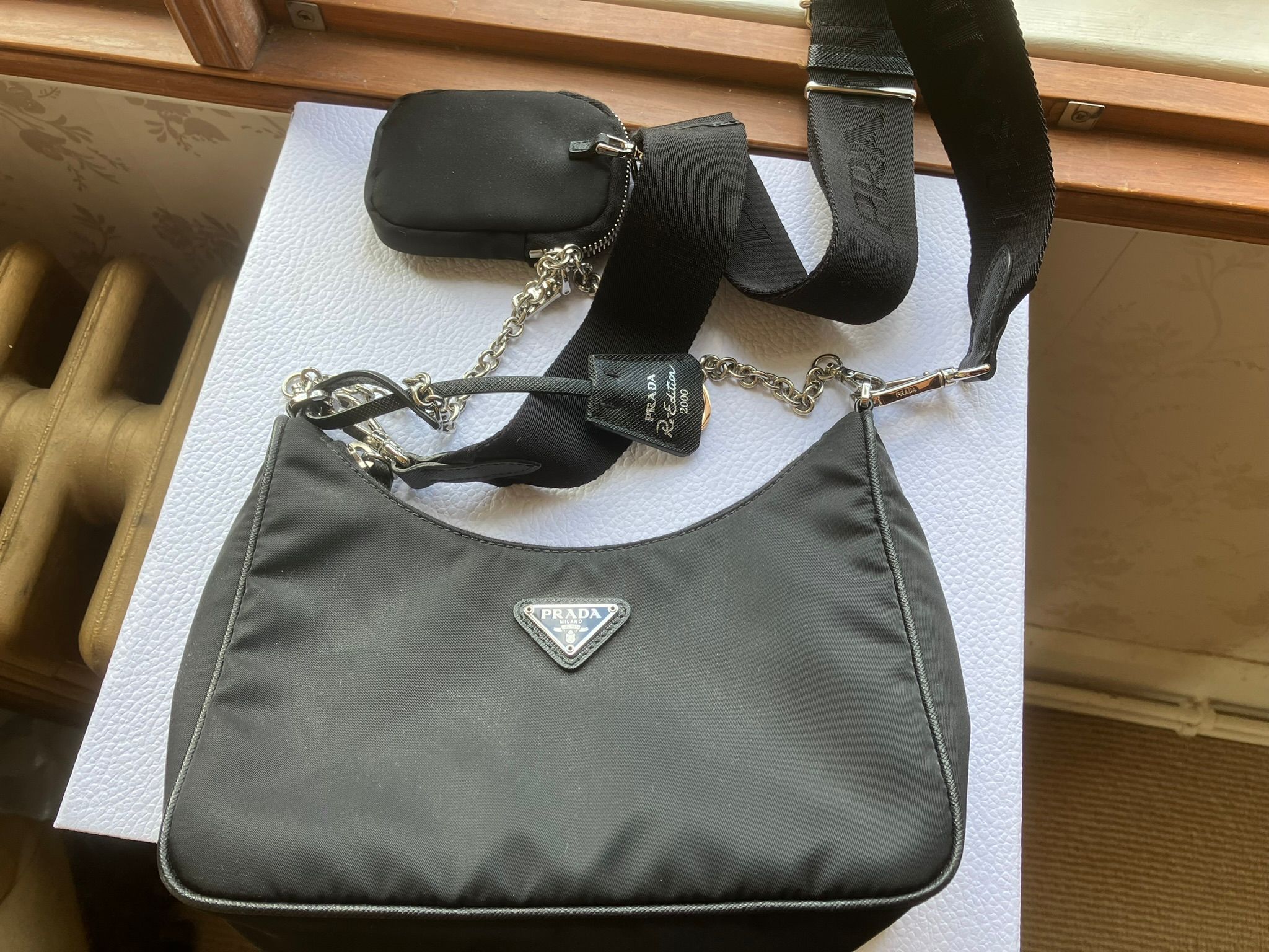 Preowned Prada Black Re-Issue Shoulder Bag poly