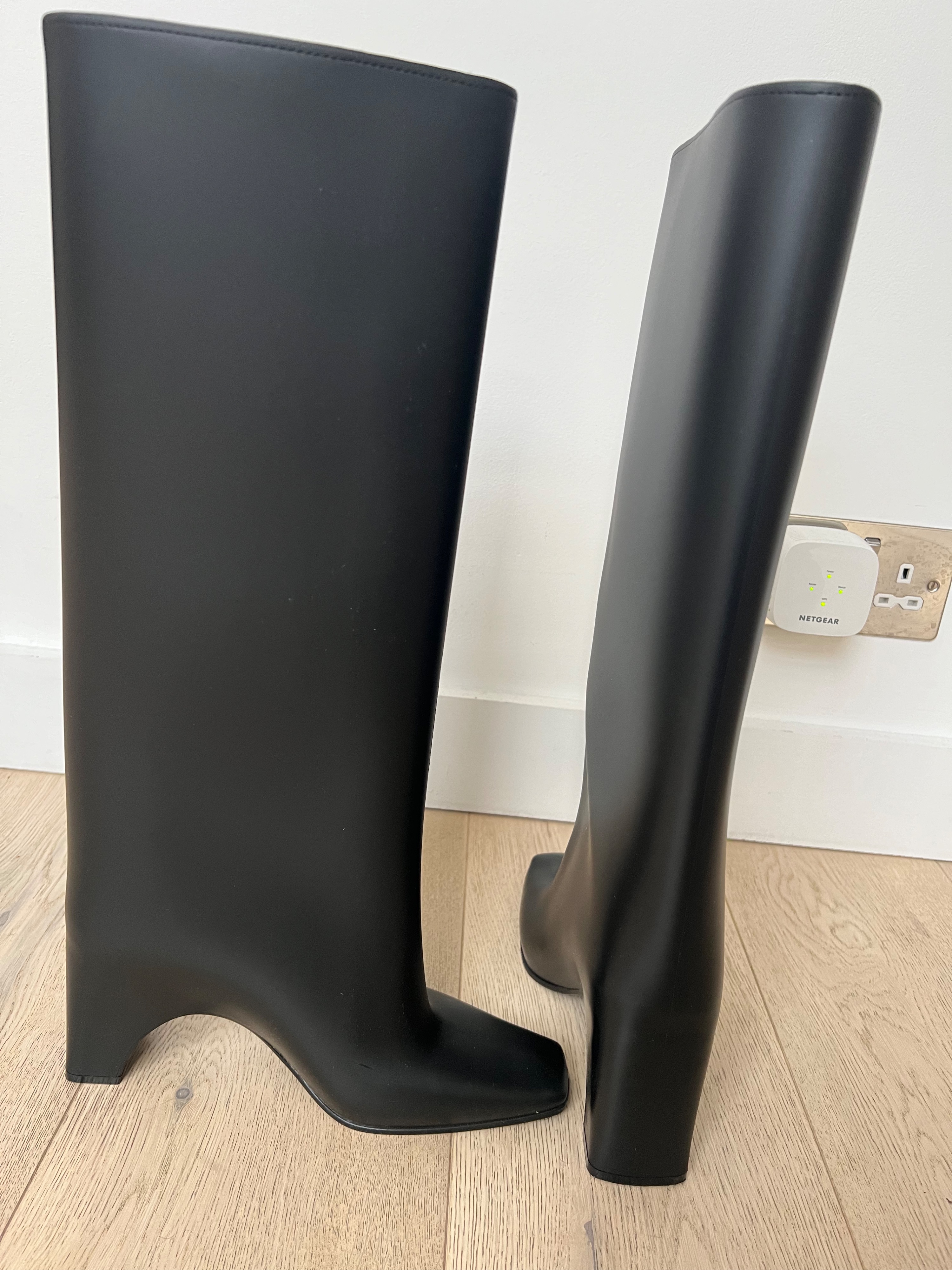 Coperni Black Rubber Bridge Knee High  Boots Size 39