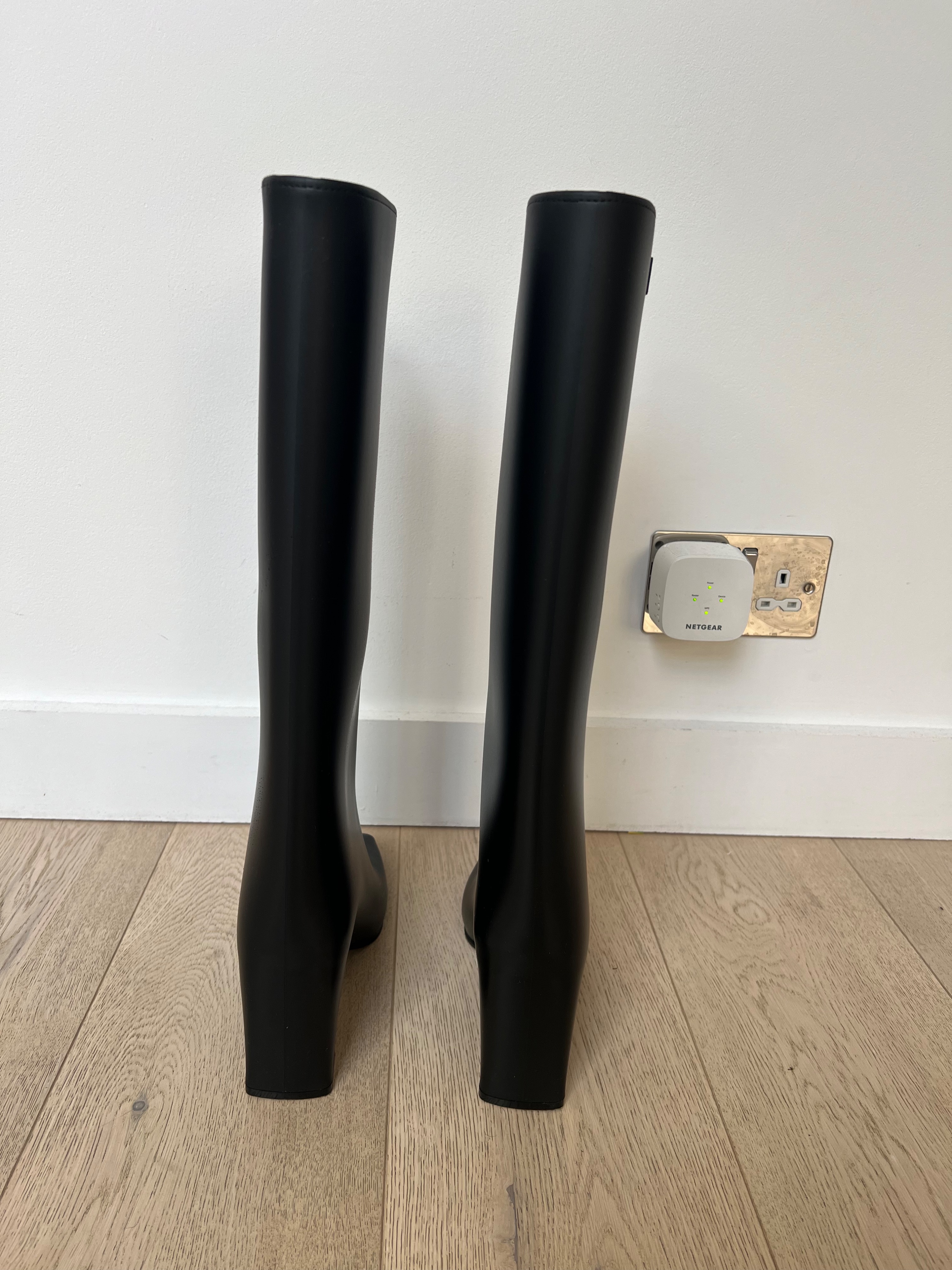 Coperni Black Rubber Bridge Knee High  Boots Size 39