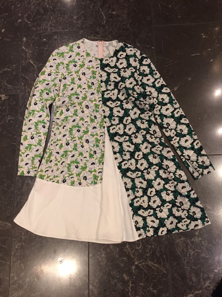 Preowned Stella McCartney Green  White Contrast Floral Print Swing Dress Animal Print viscose