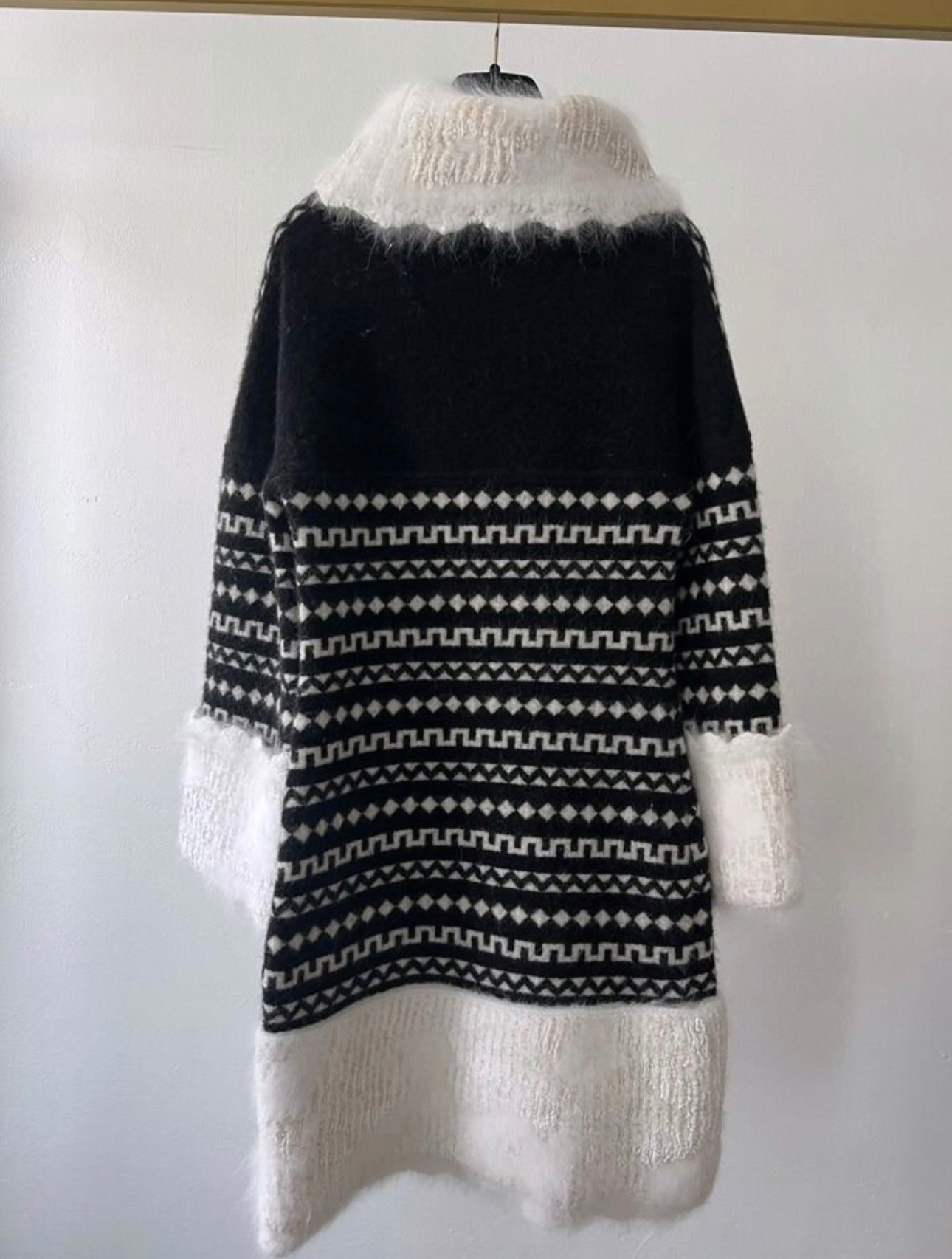 Preowned Chanel Black and White Angora Jumper Dress Size S multi wool