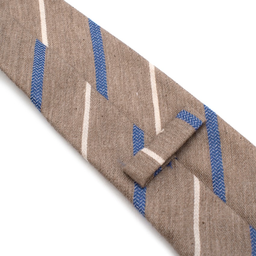 Men's Fiorio Milano Brown Cashmere Blend Striped Tie Tan/Brown