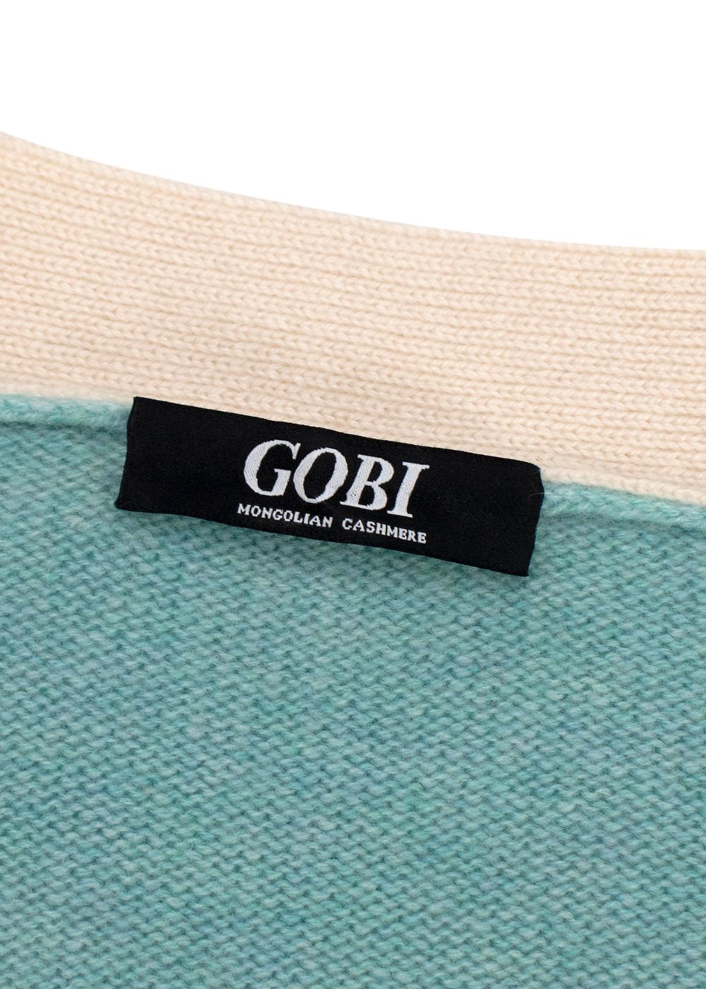 Gobi Cream and Green Cashmere LOVE Cardigan Size M