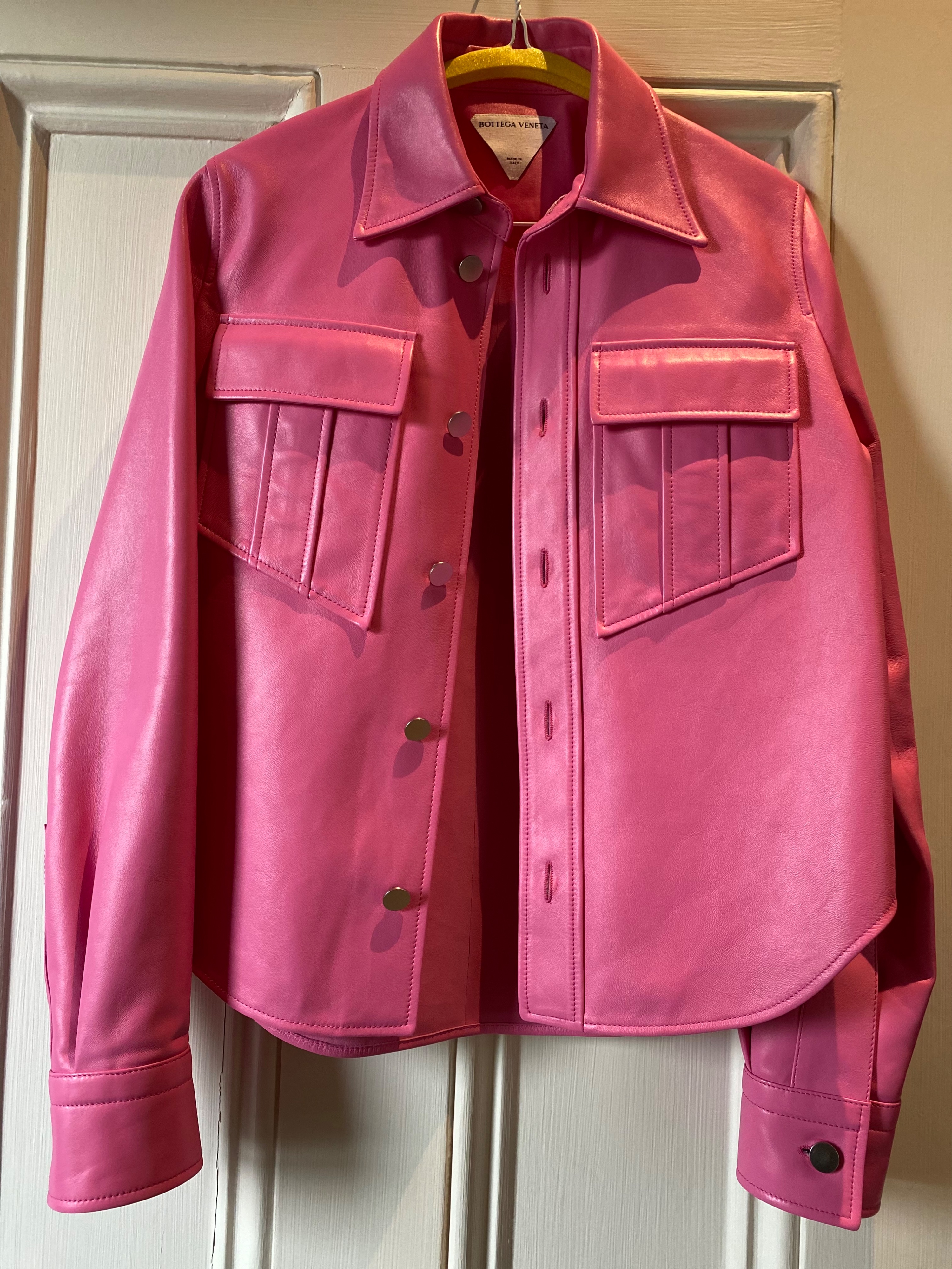 Bottega Veneta bubblegum pink leather shirt-jacket Size XS