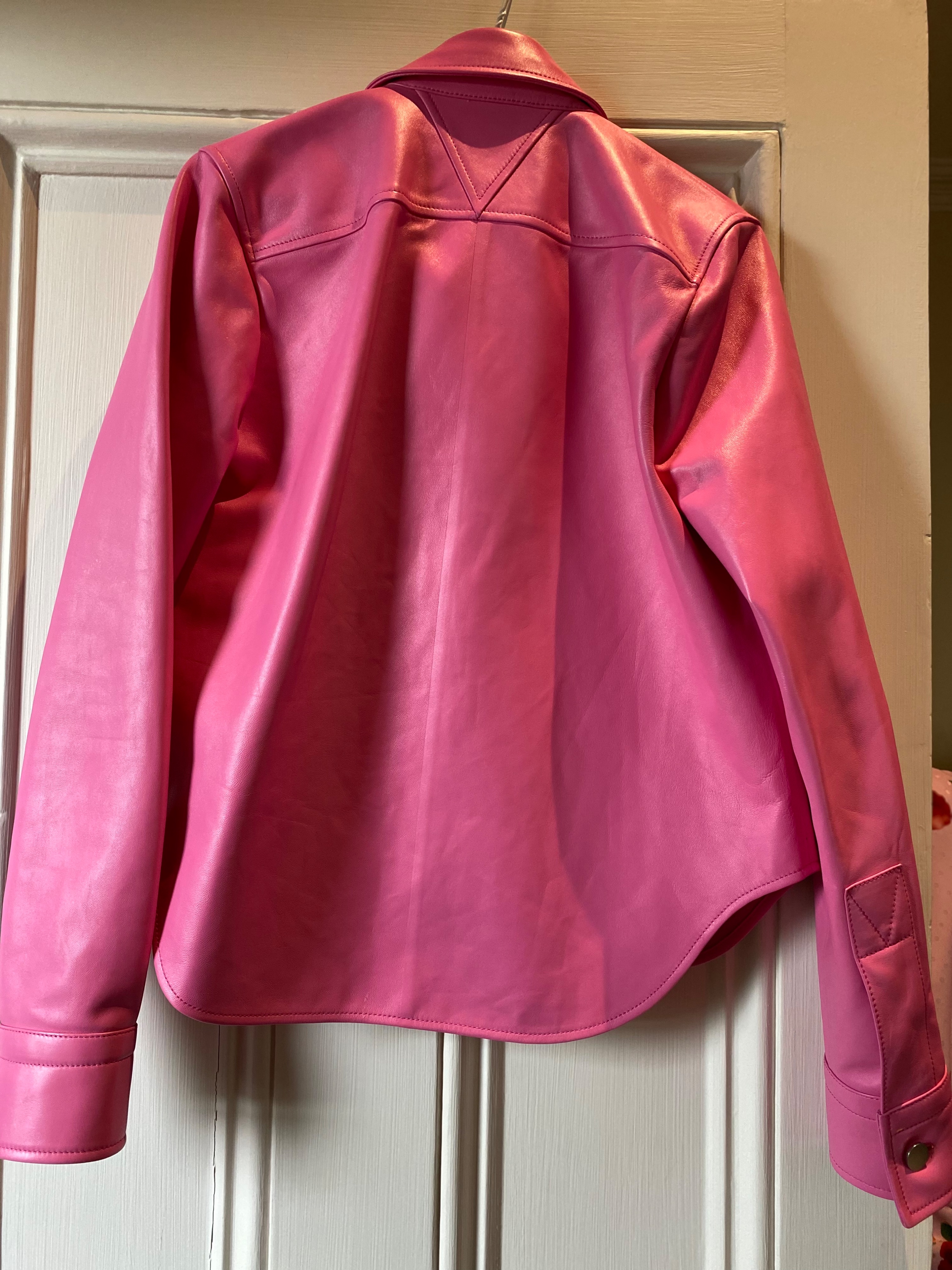 Bottega Veneta bubblegum pink leather shirt-jacket Size XS