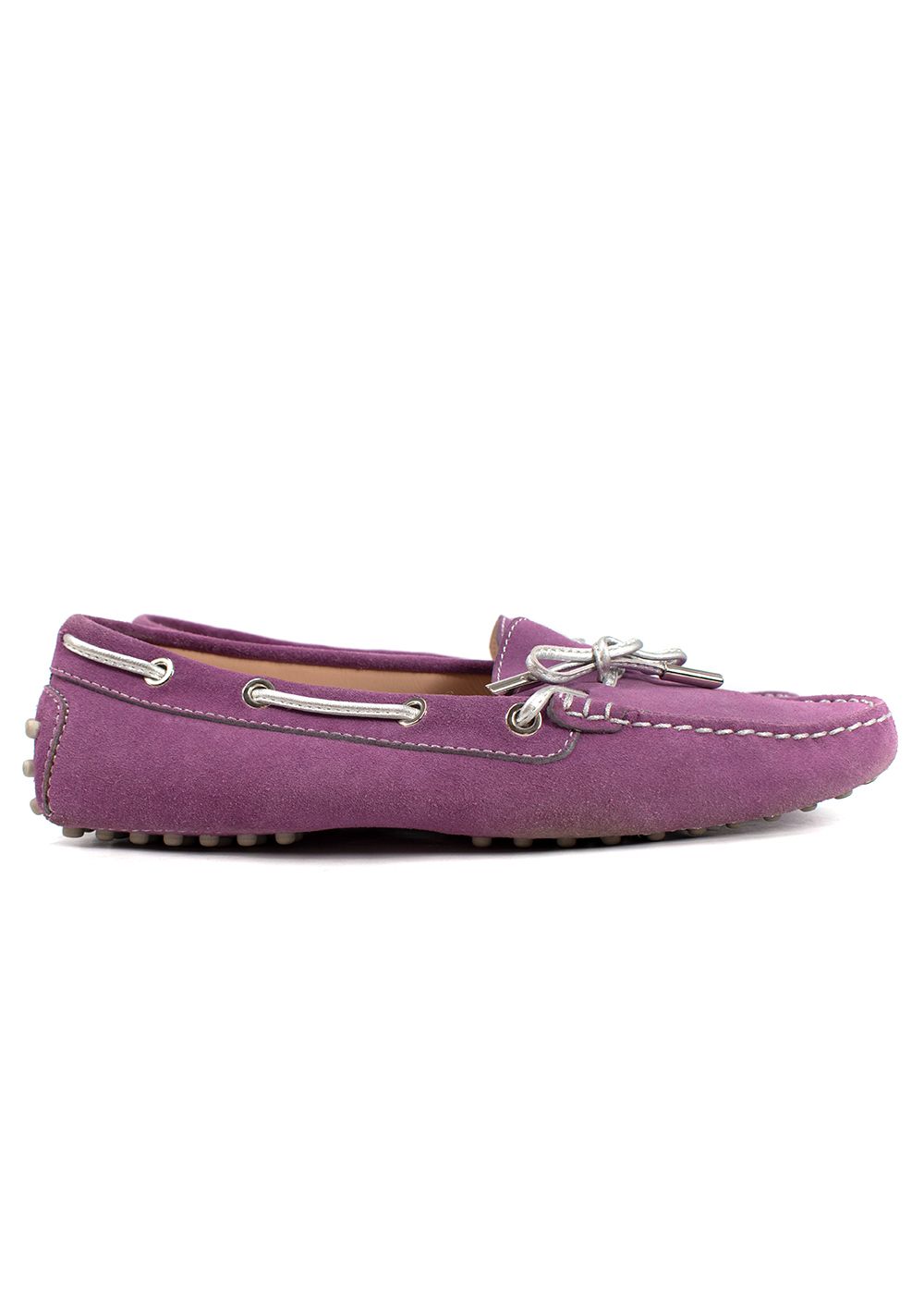 Preowned Tod's Purple Suede Gommino Driving Loafers Size 38