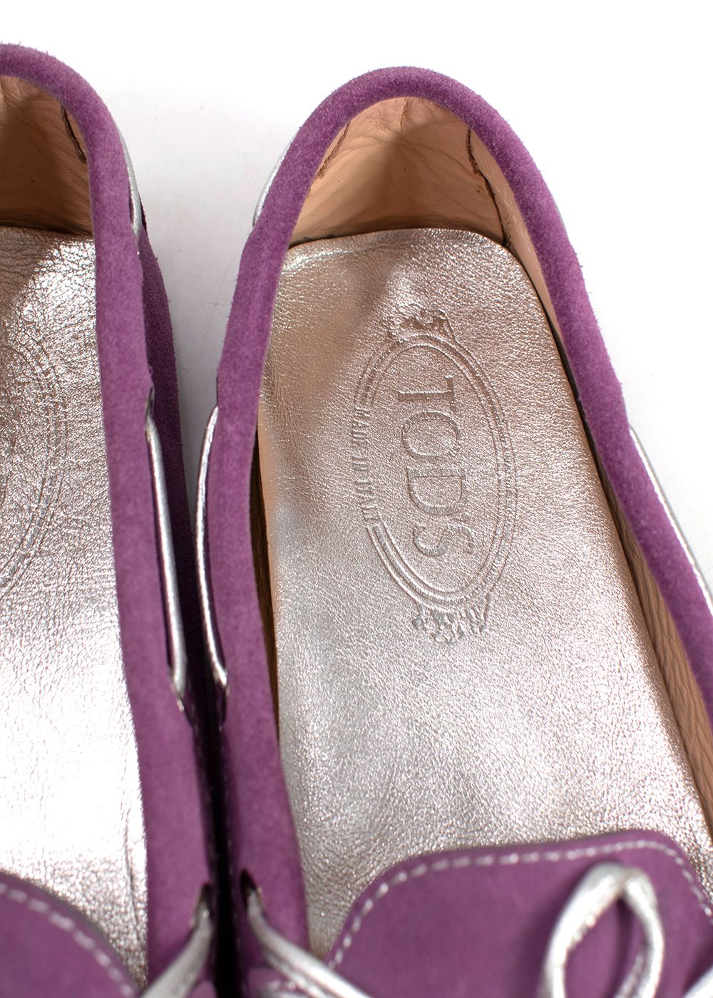 Preowned Tod's Purple Suede Gommino Driving Loafers Size 38