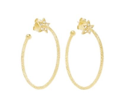 Carolina Bucci Shooting Star 18-karat gold diamond hoop earrings