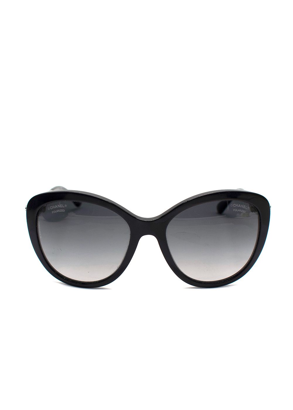 Preowned Chanel Black Oversized Sunglasses with Faux Pearl Detail acetate