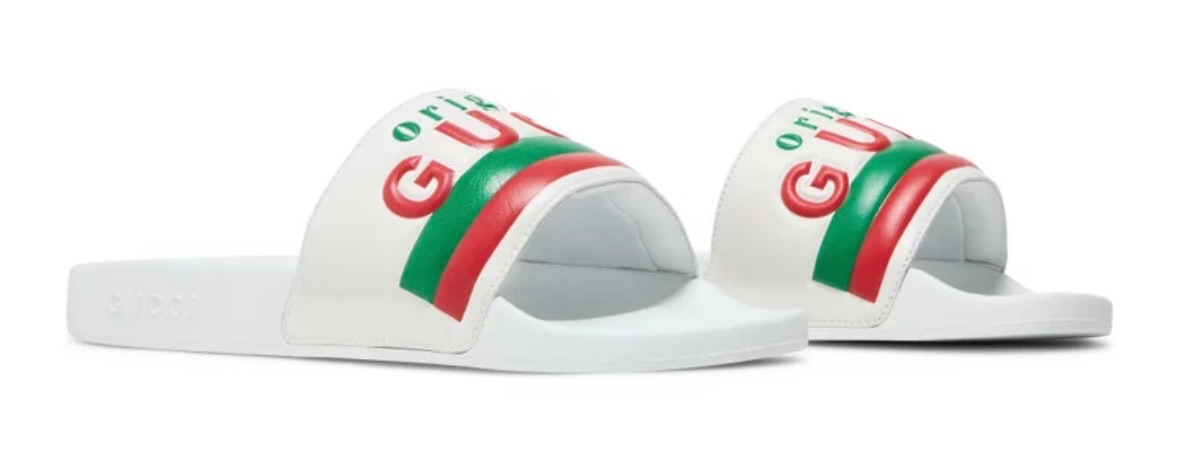 Gucci White Logo Slides Size 39 plastic