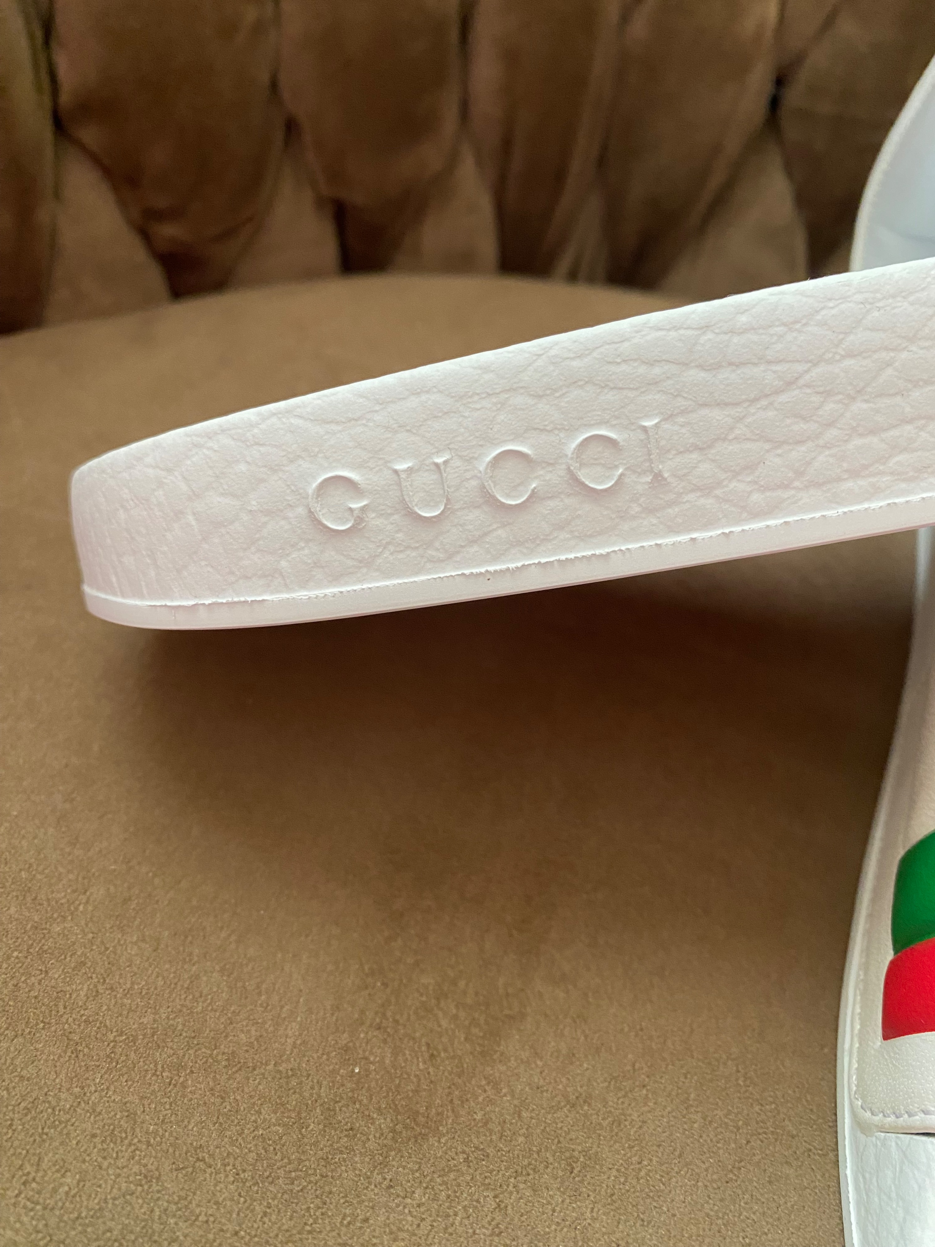 Gucci White Logo Slides Size 39 plastic