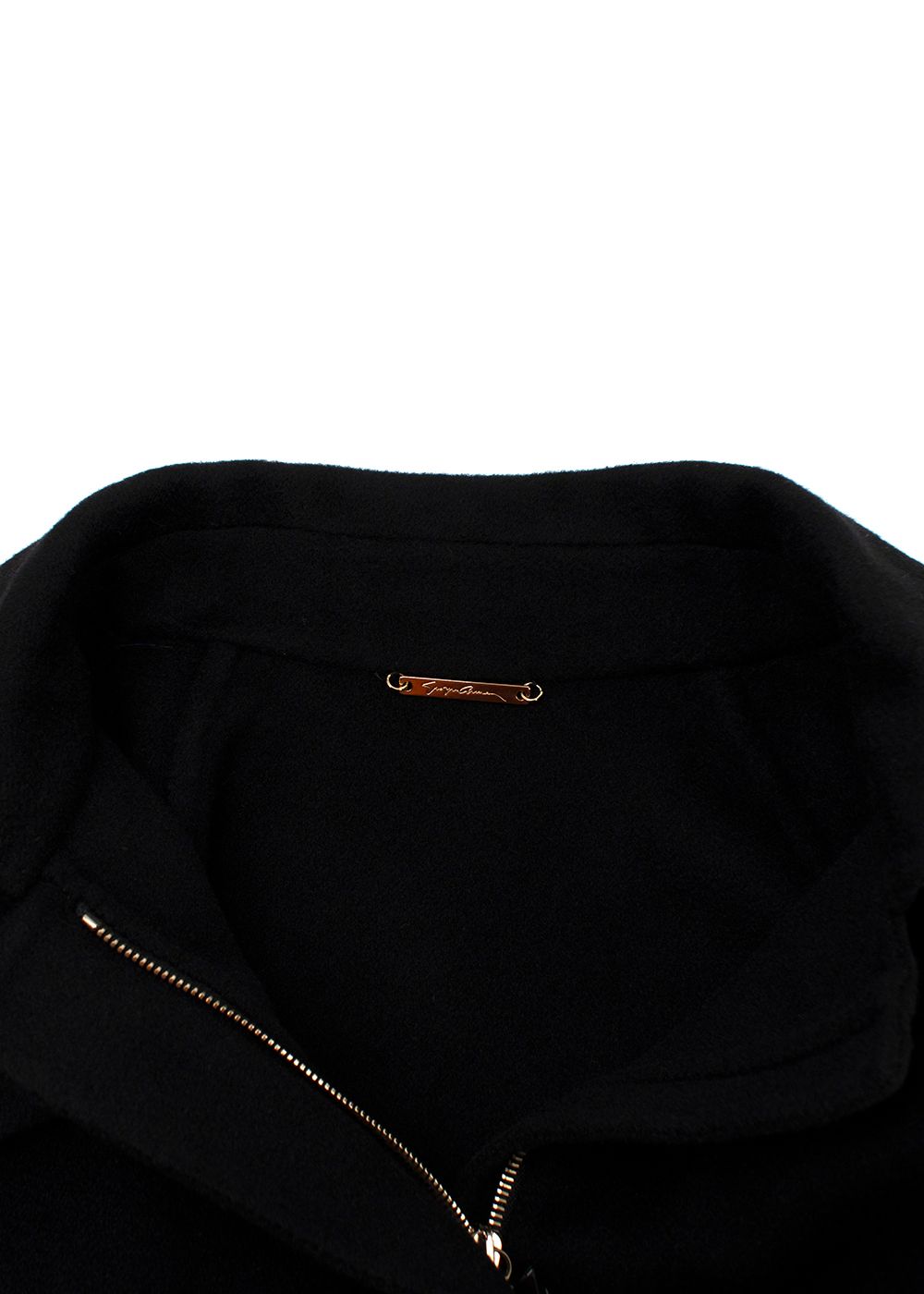 Giorgio Armani Black Cashmere Zip Up Coat Size M