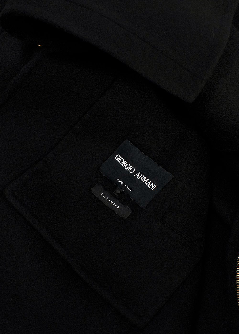 Giorgio Armani Black Cashmere Zip Up Coat Size M