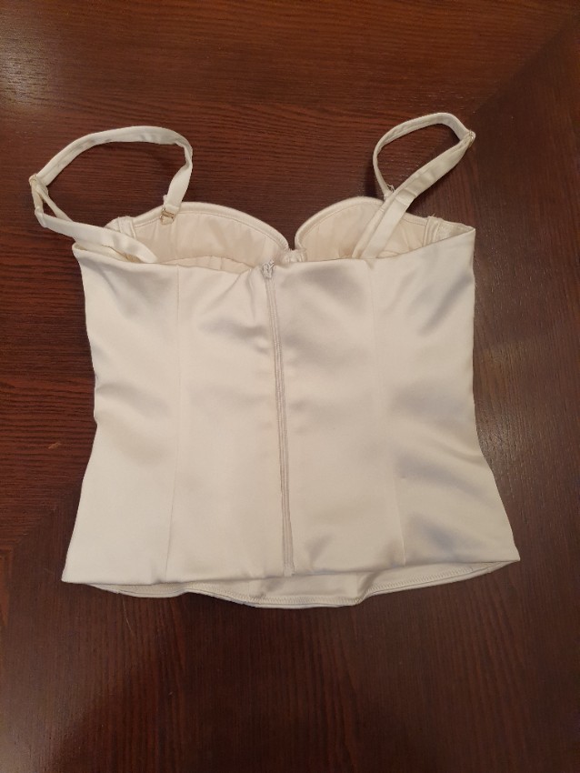 PAROSH White Satin Cropped Bustier Size XS acetate/polyamide/spandex