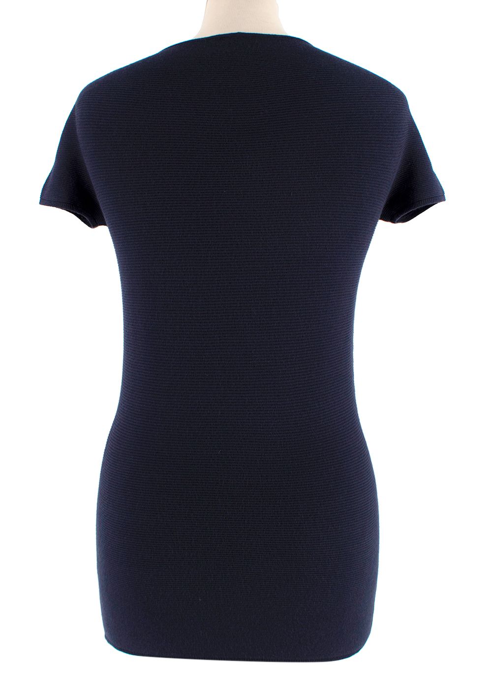 Giorgio Armani Navy Ribbed T-Shirt Size M cashmere