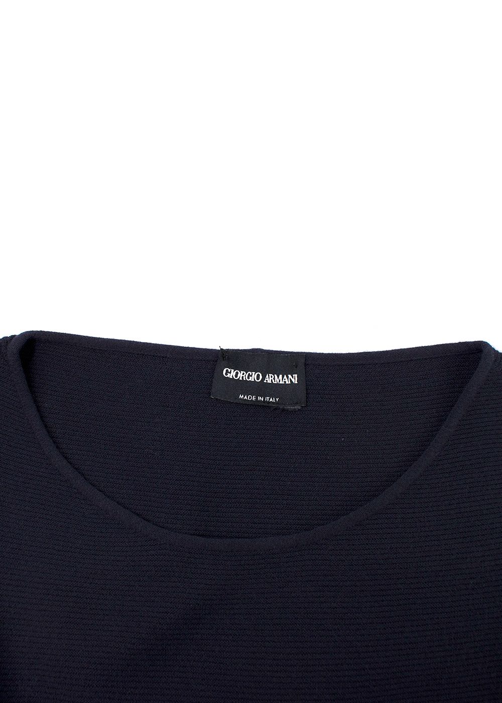 Giorgio Armani Navy Ribbed T-Shirt Size M cashmere