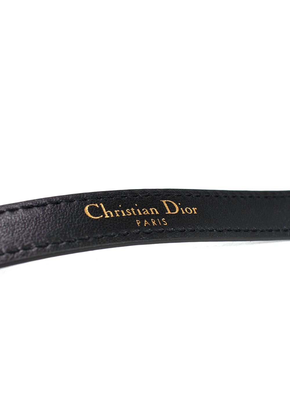 Christian Dior Black Leather Belt with Branded Buckle black gold