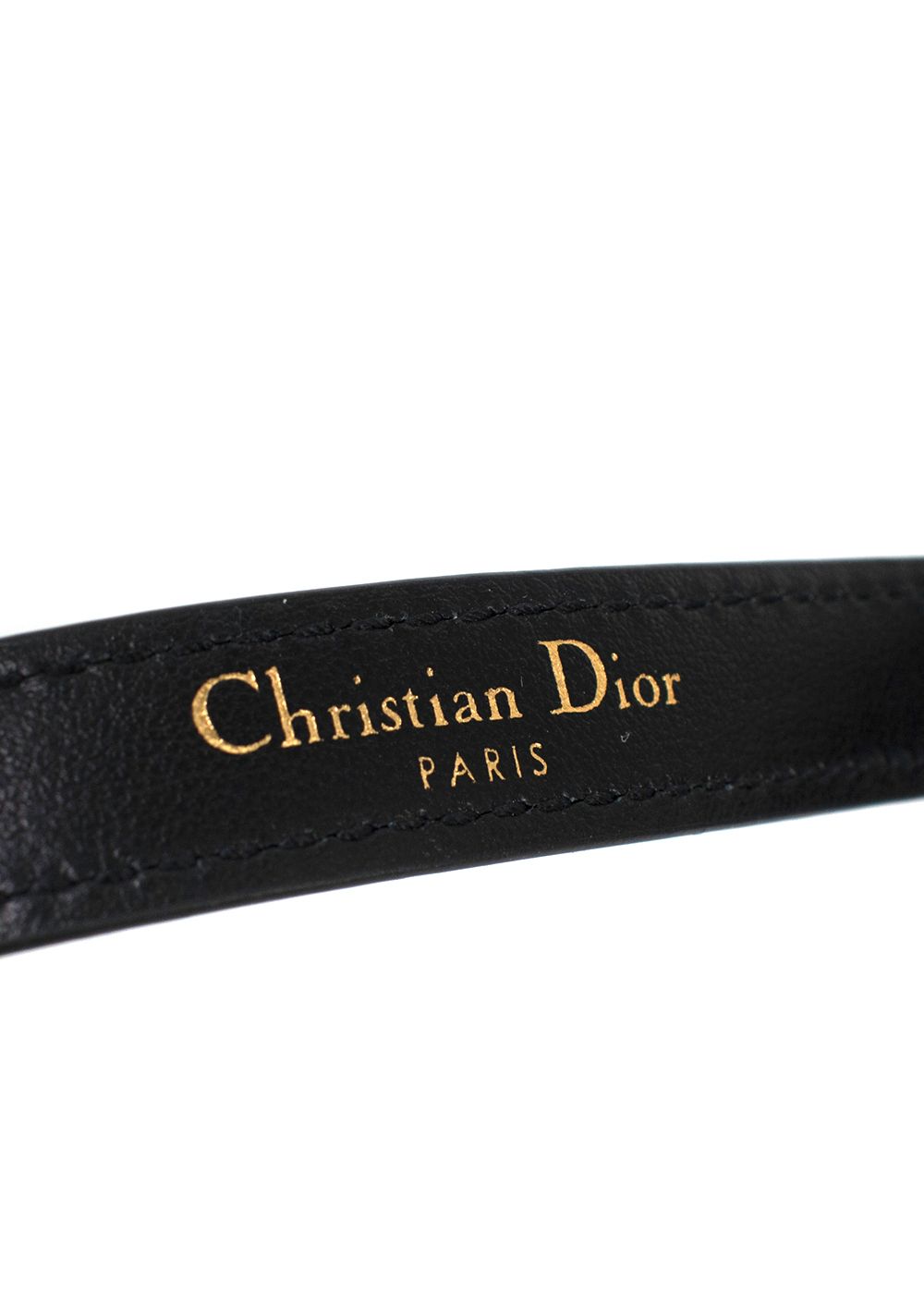 Christian Dior Black Leather Belt with Branded Buckle black gold