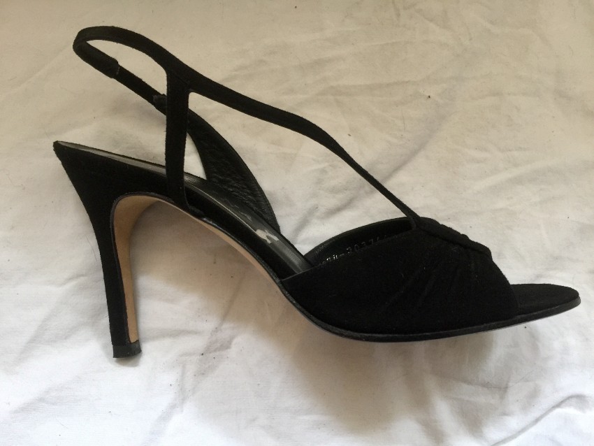 Preowned Gina Black Suede Serena Slingback Sandals Size 37