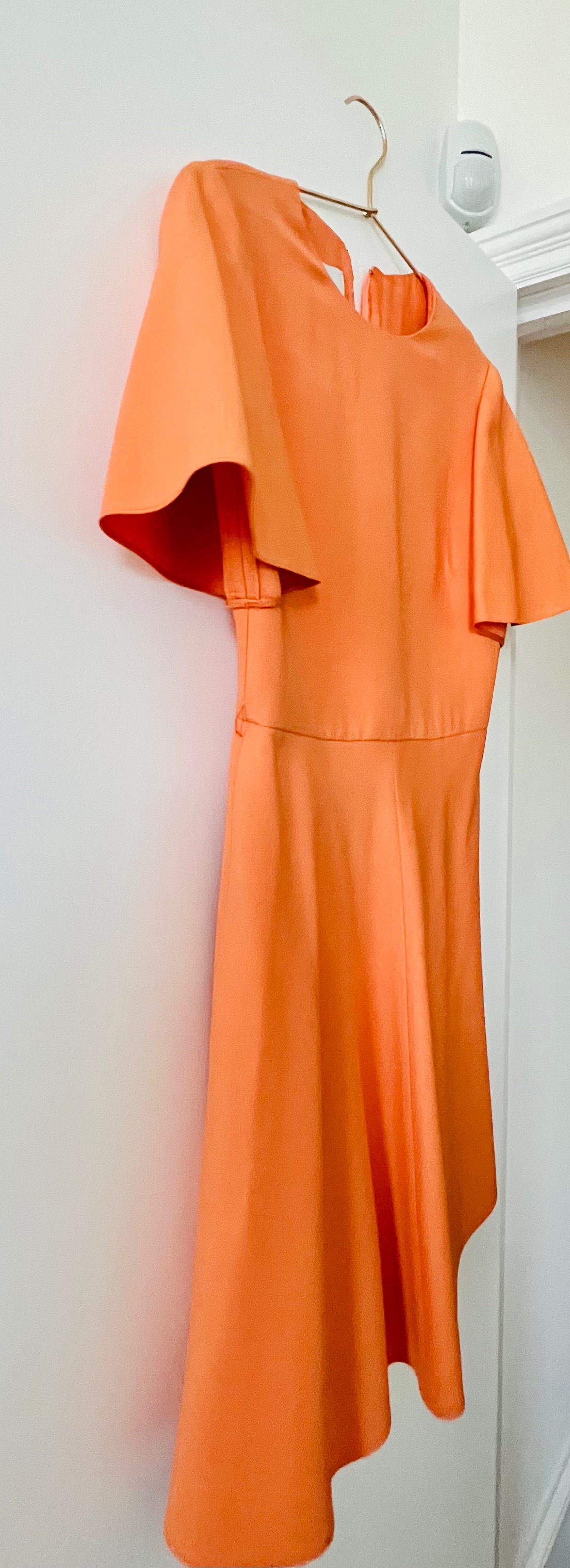 Valentino Orange Fluted Sleeve Mini Dress Size S wool/silk