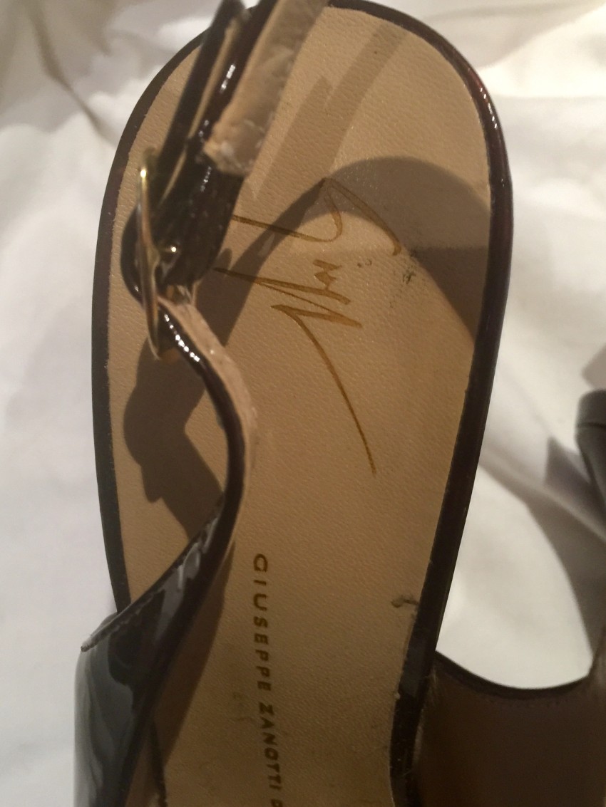 Preowned Giuseppe Zanotti Patent Leather Monro 105 Slingback Pumps Size 40 Tan/Brown