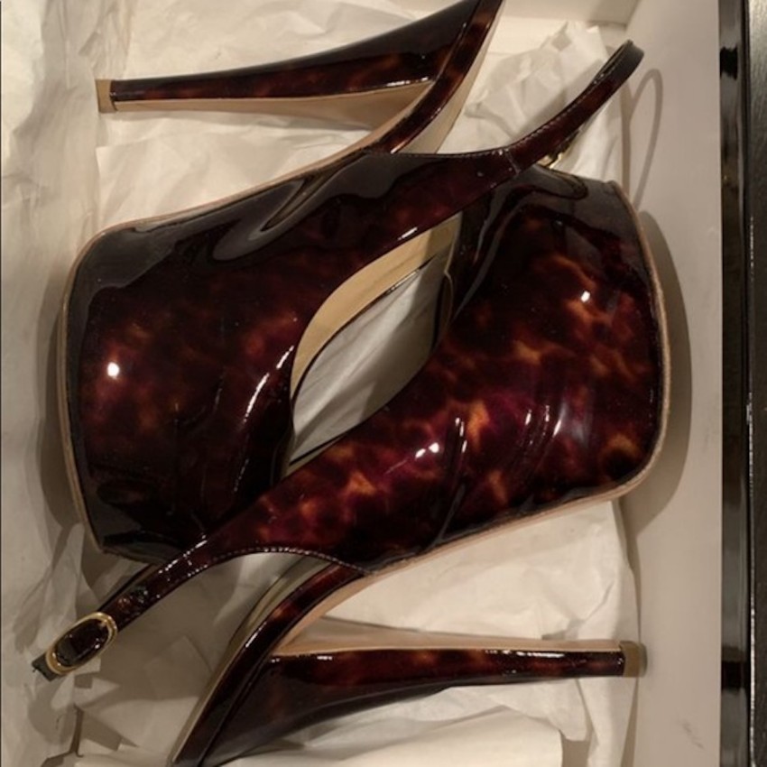 Preowned Giuseppe Zanotti Patent Leather Monro 105 Slingback Pumps Size 40 Tan/Brown